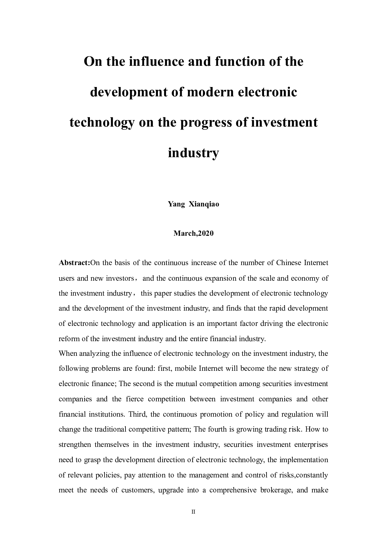 杨显桥论现代电子科技对投资行业进步的影响及作用-14390字.docx 第5页