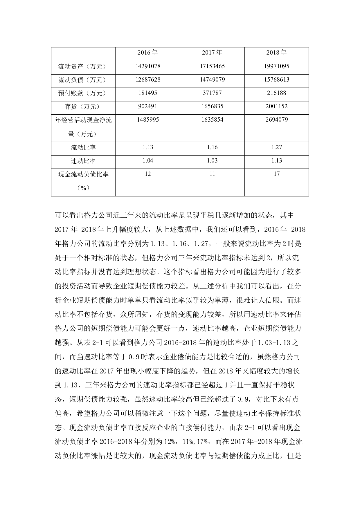 格力电器股份有限公司偿债能力分析-5567字.docx 第3页