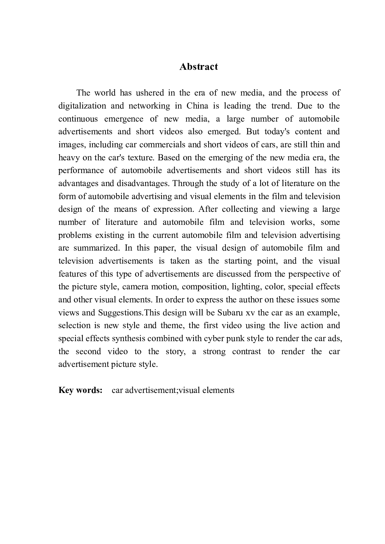 浅析汽车类影视广告的视觉设计&mdash;&mdash;以斯巴鲁 xv 汽车广告设计实践为例-931字.pdf 第2页