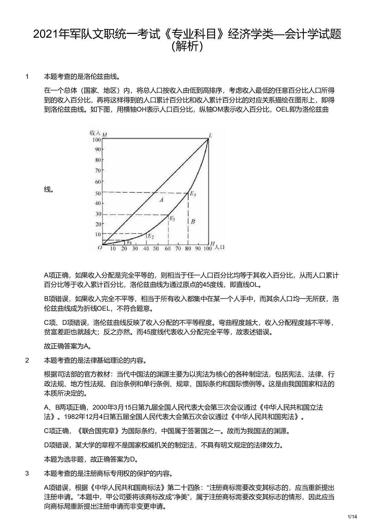 2021年军队文职统一考试《专业科目》经济学类&mdash;会计学试题（解析）.pdf 第1页