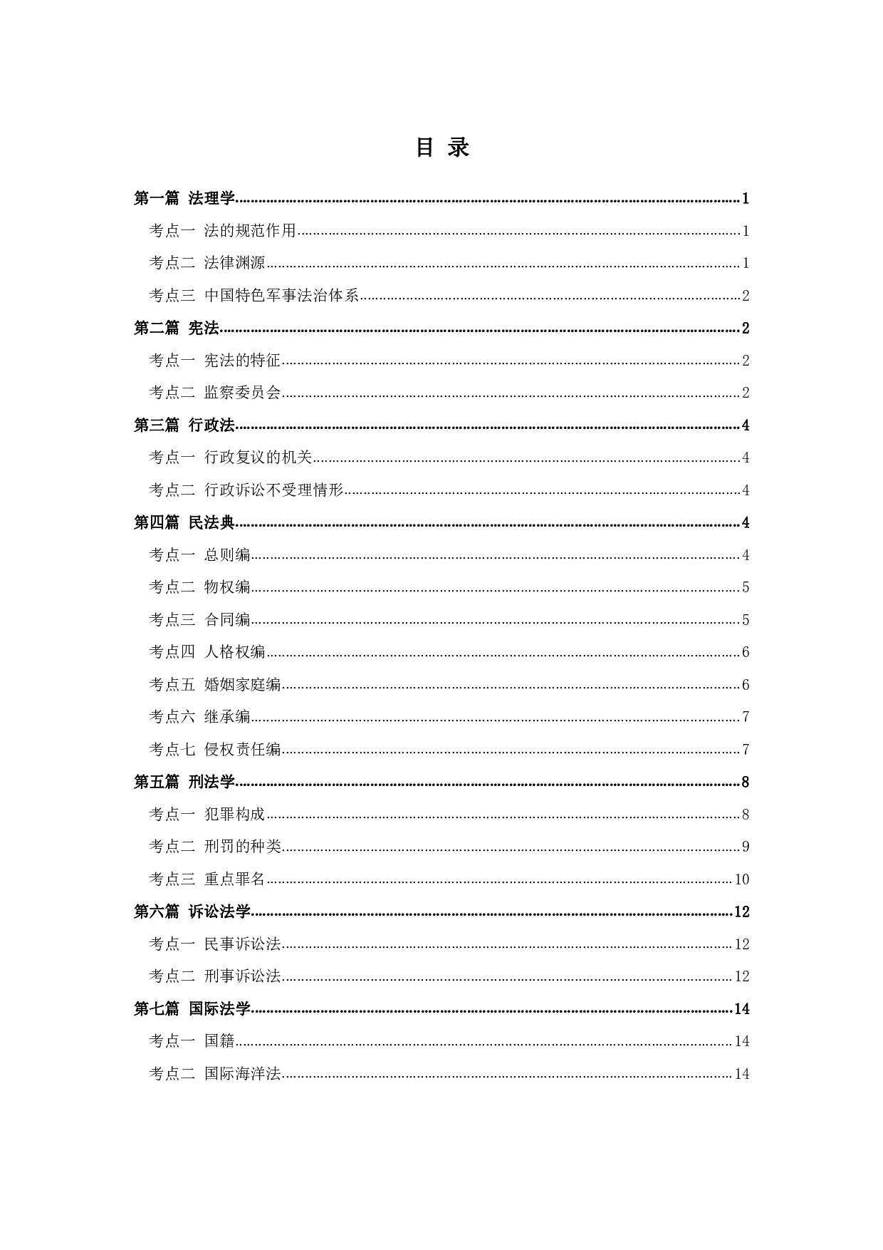 军队文职笔试考点集锦【法学】.pdf 第2页