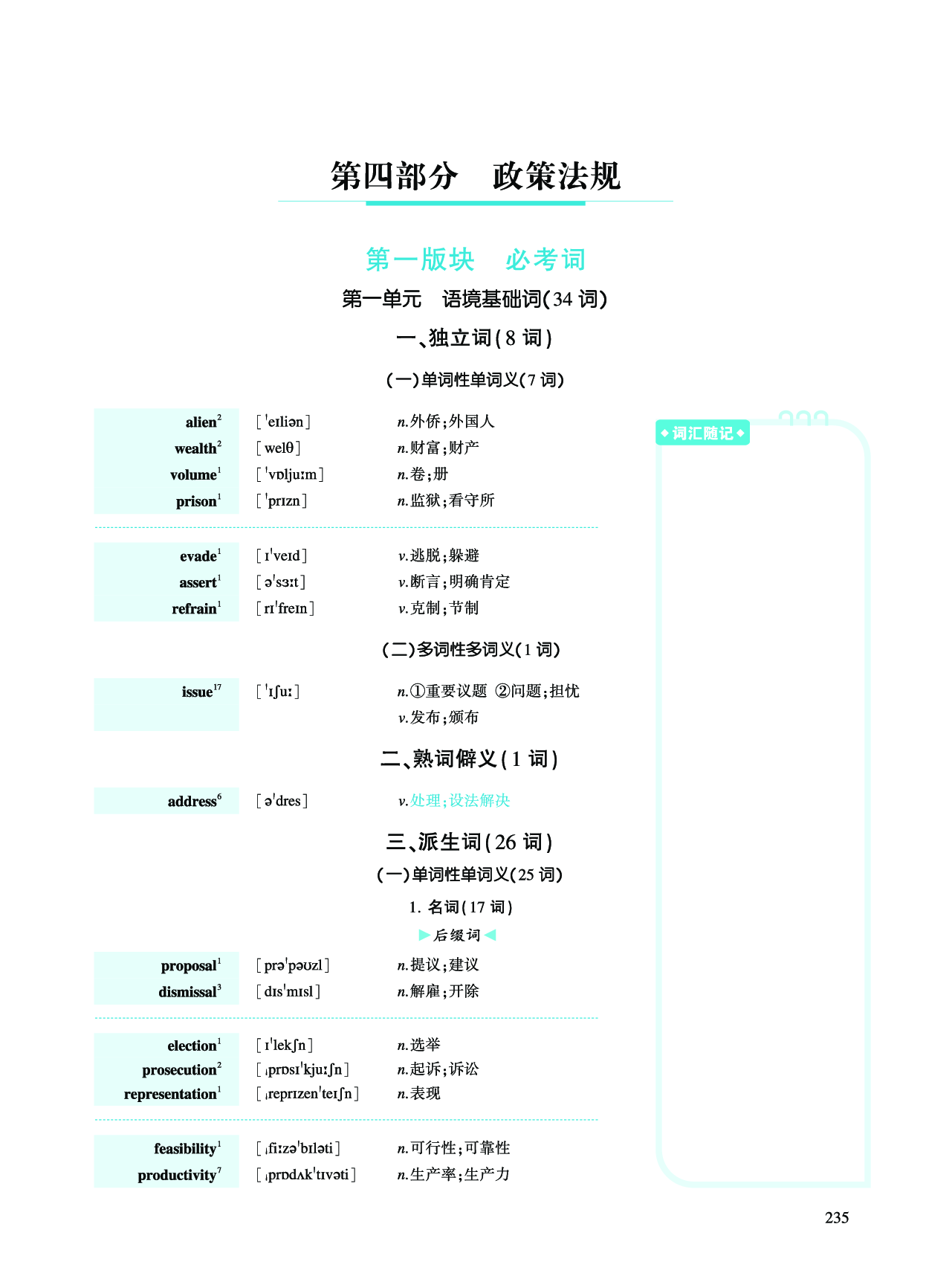 第四部分 政策法规（第一板块 必考词）.pdf 第1页