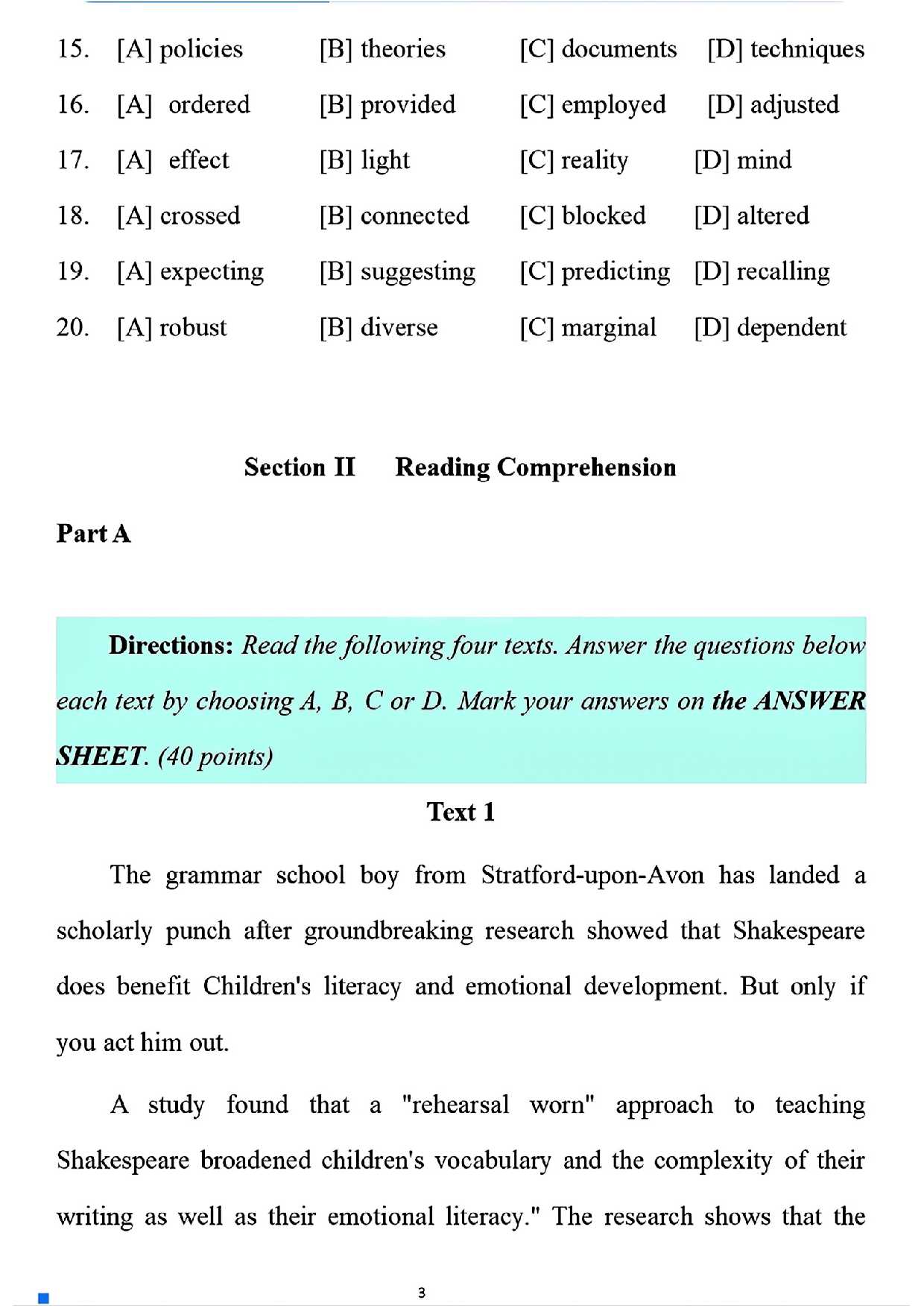 2025考研英语一真题及答案.pdf 第3页