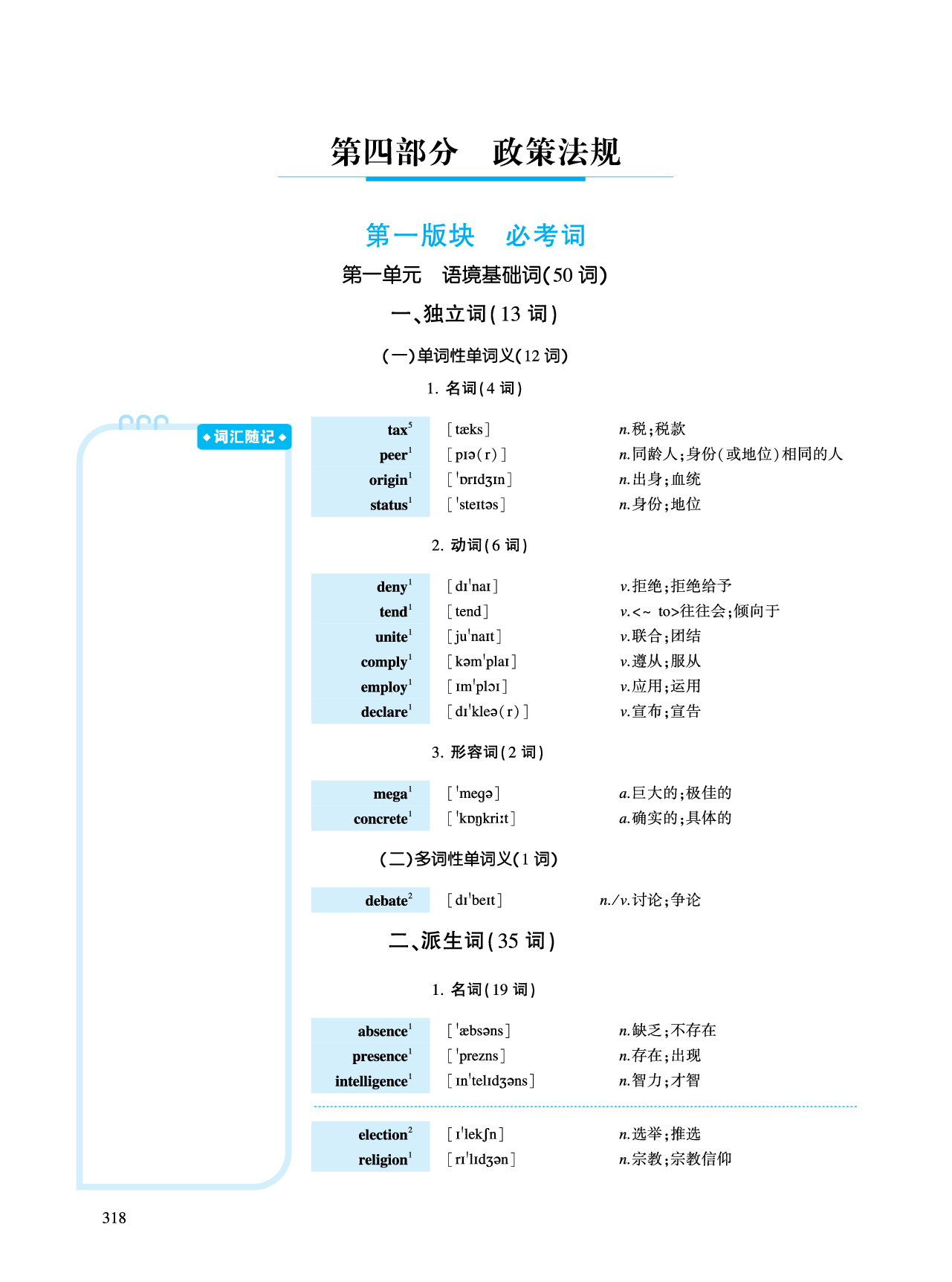 第四部分 政策法规（第一板块 必考词）.pdf 第1页