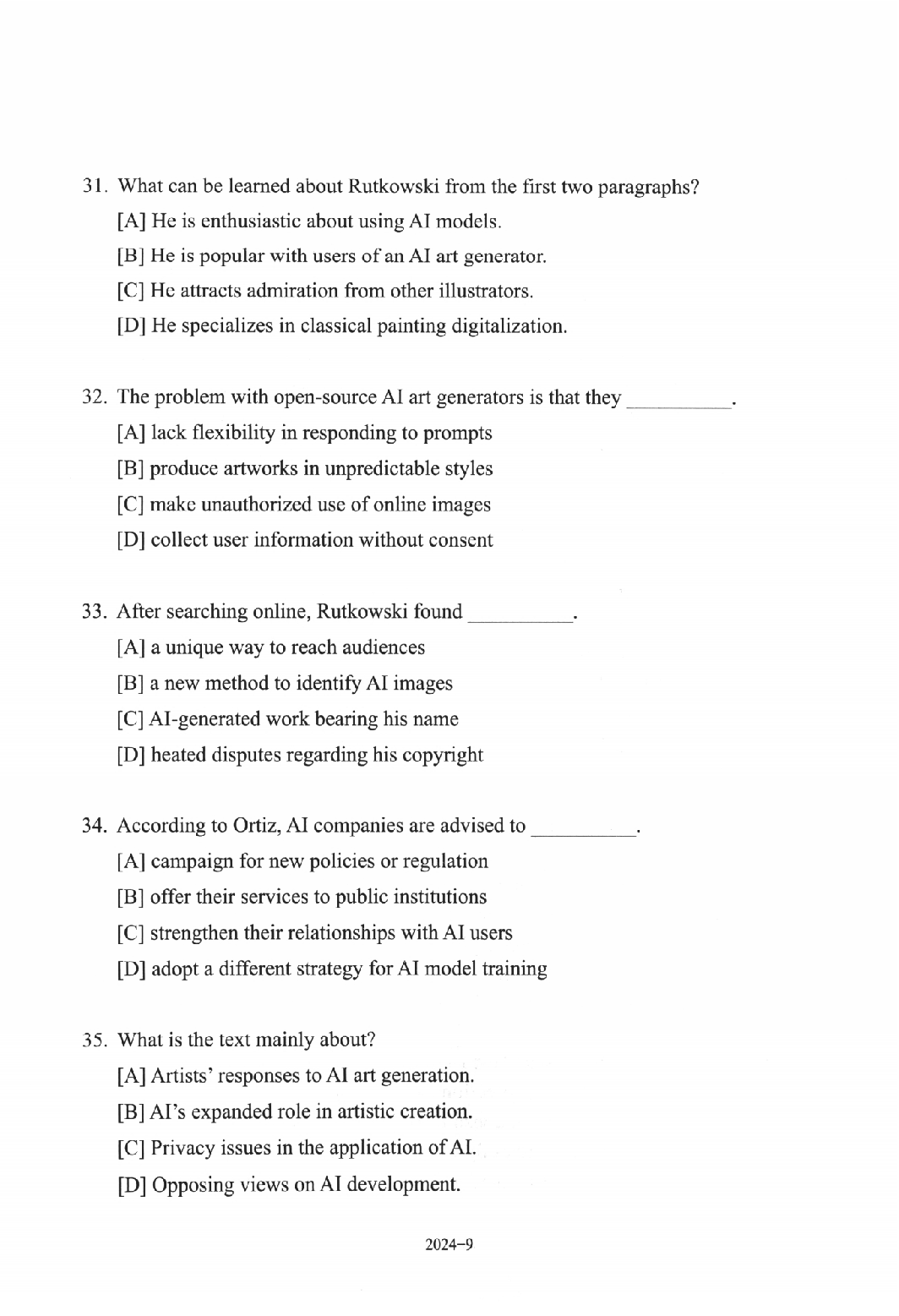 2024年考研英语一真题.pdf 第9页