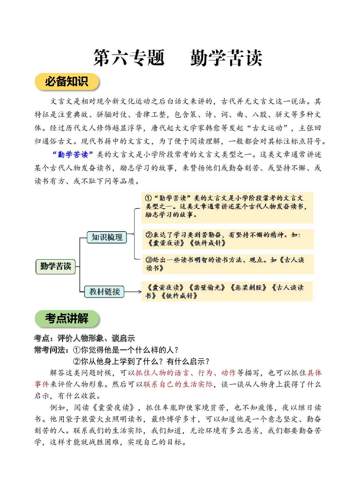 专题6 勤学苦读 小学语文小古文专项训练（学生版)-10页.docx 第1页