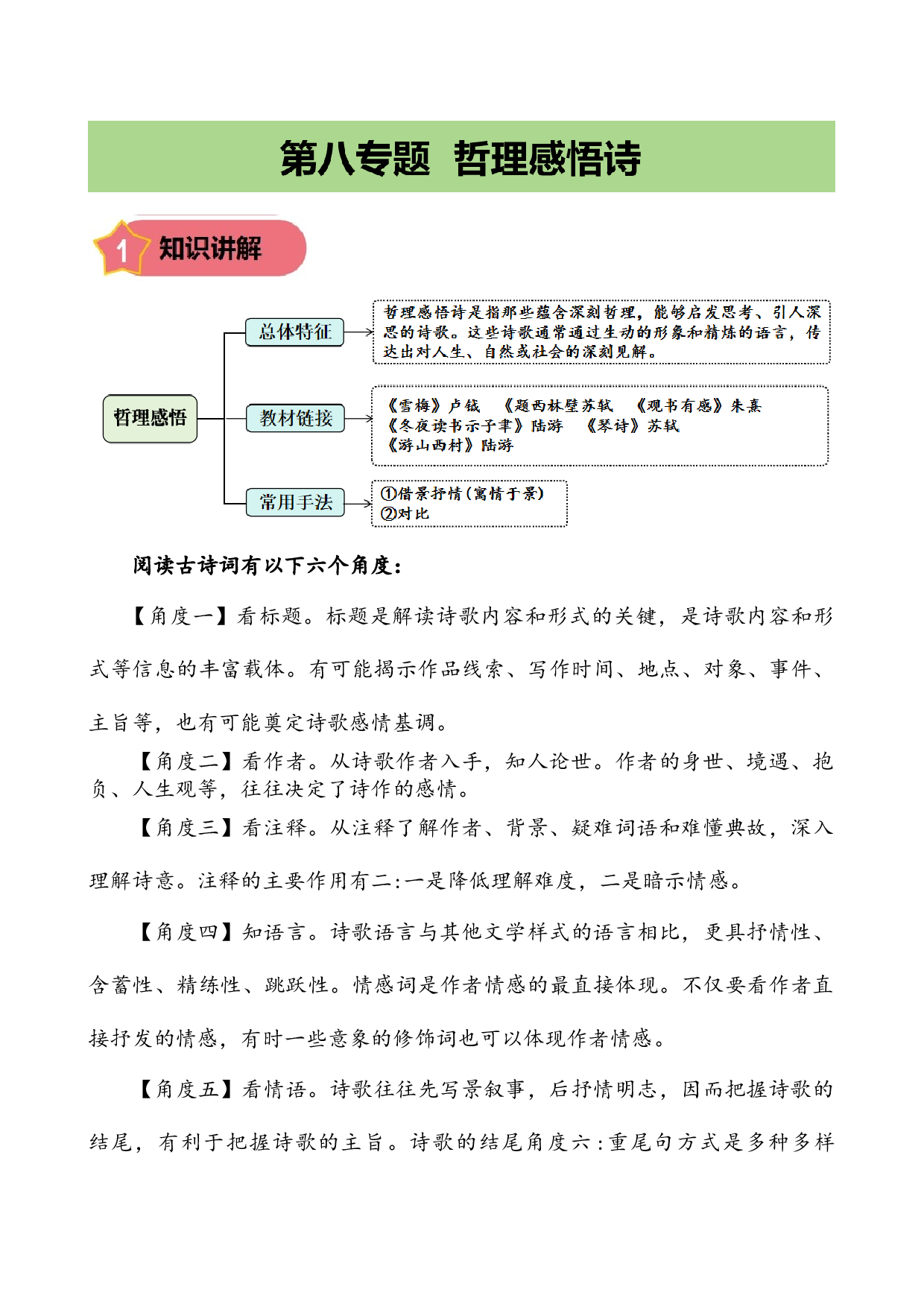 专题8  哲理感悟诗  小学语文古诗词专项训练（学生版)-11页.docx 第1页
