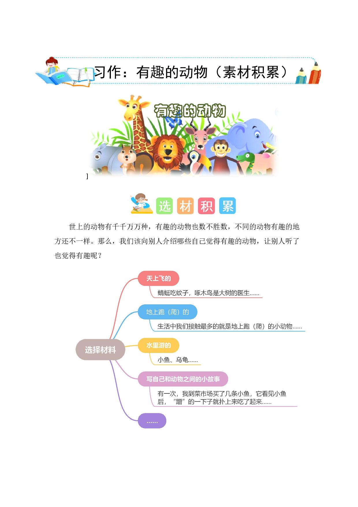 第一单元写话：有趣的动物（素材积累）-（统编版）.docx 第1页
