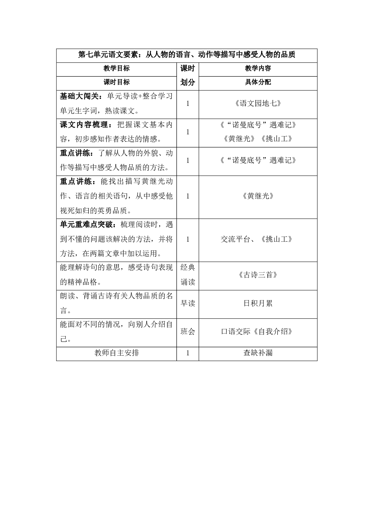 第七单元 教学计划-四年级语文下册大单元教学（部编版）.docx 第4页