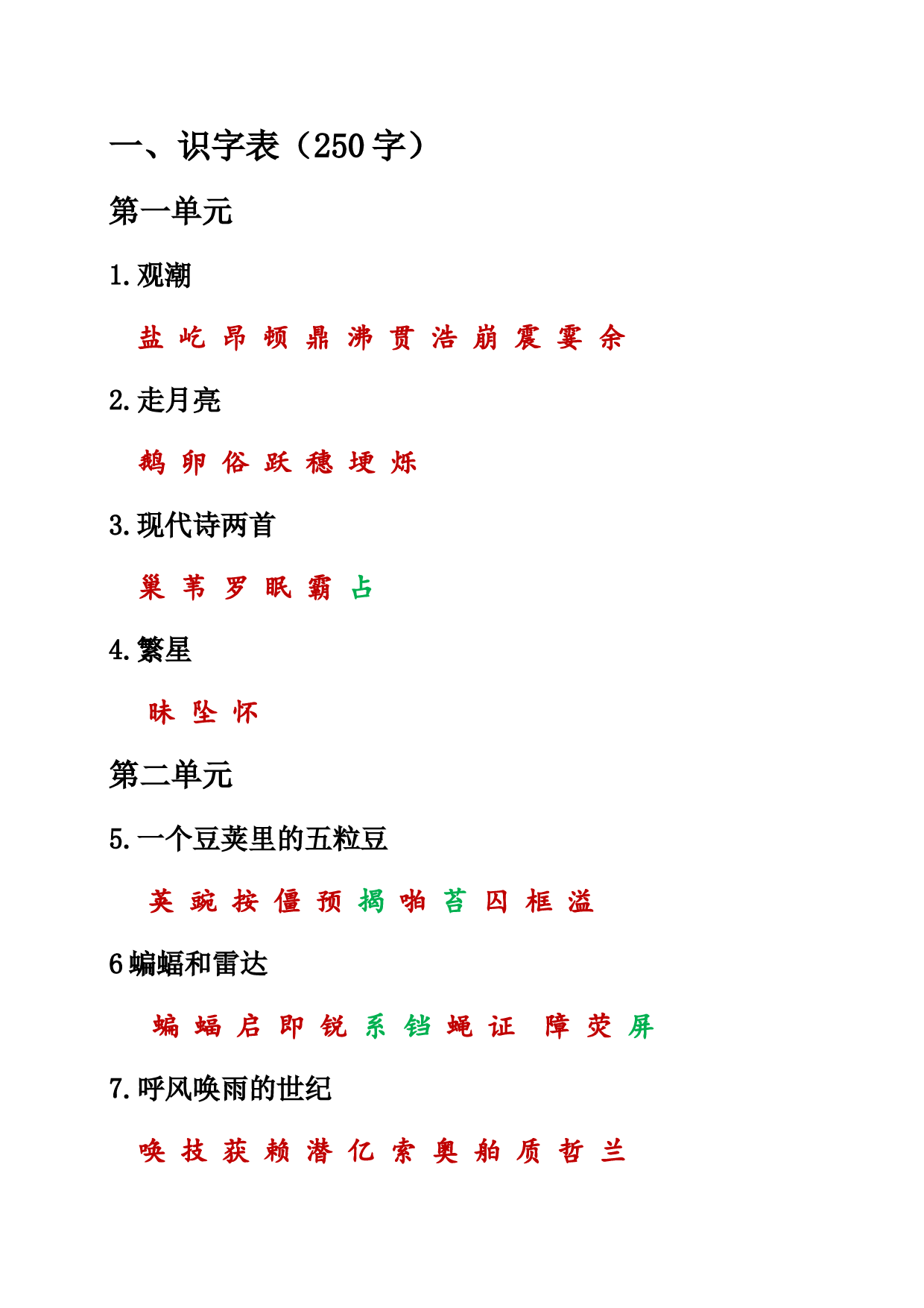（部编版四年级上册）课本内生字词汇总.doc 第1页