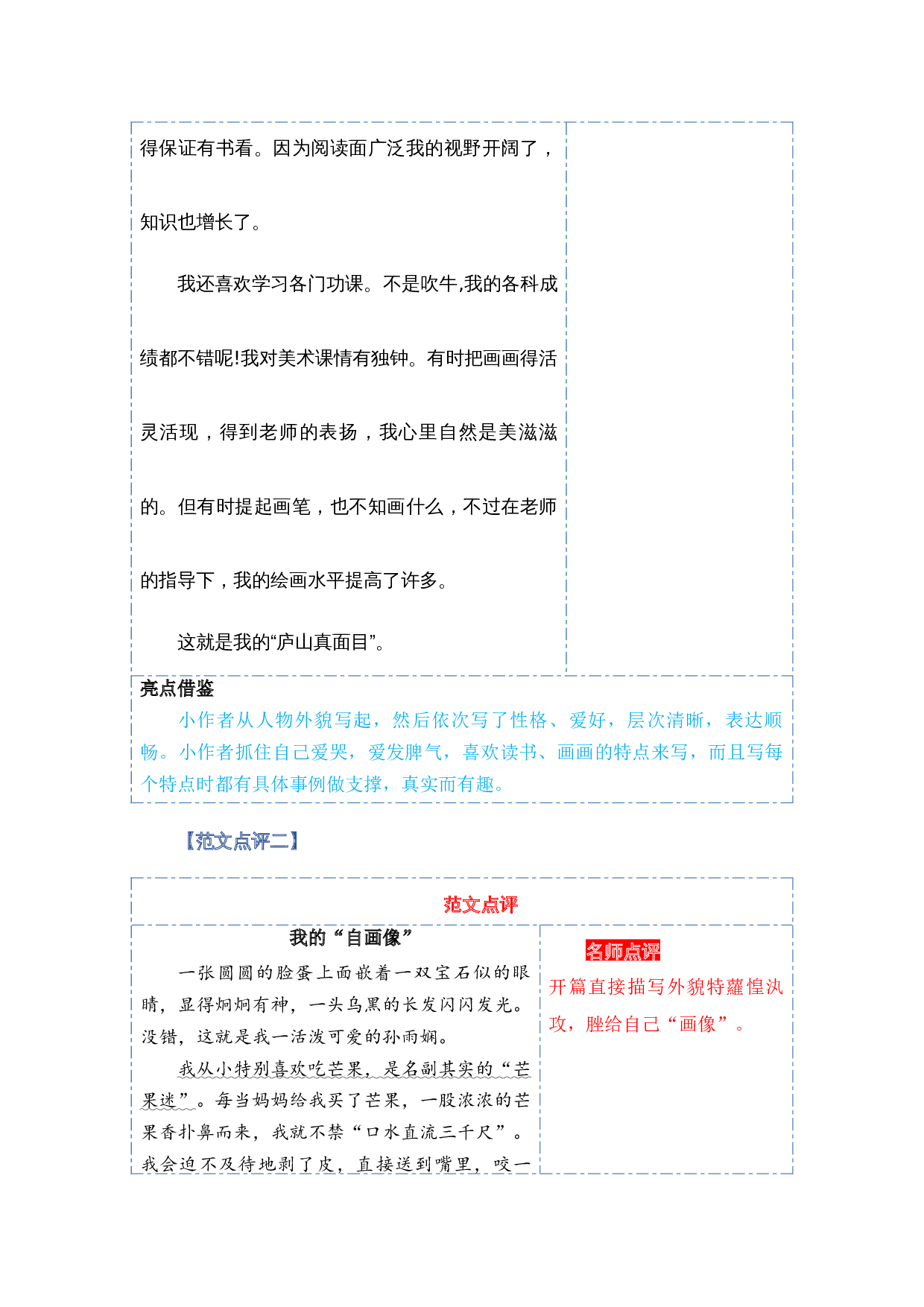 第七单元习作：我的&ldquo;自画像&rdquo;（范文点评）（统编版）.docx 第7页