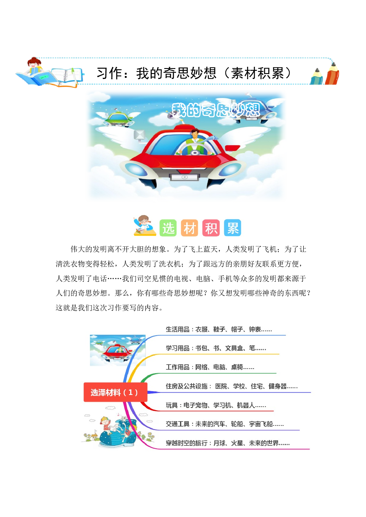 第二单元习作：我的奇思妙想（素材积累）（统编版）.docx 第1页