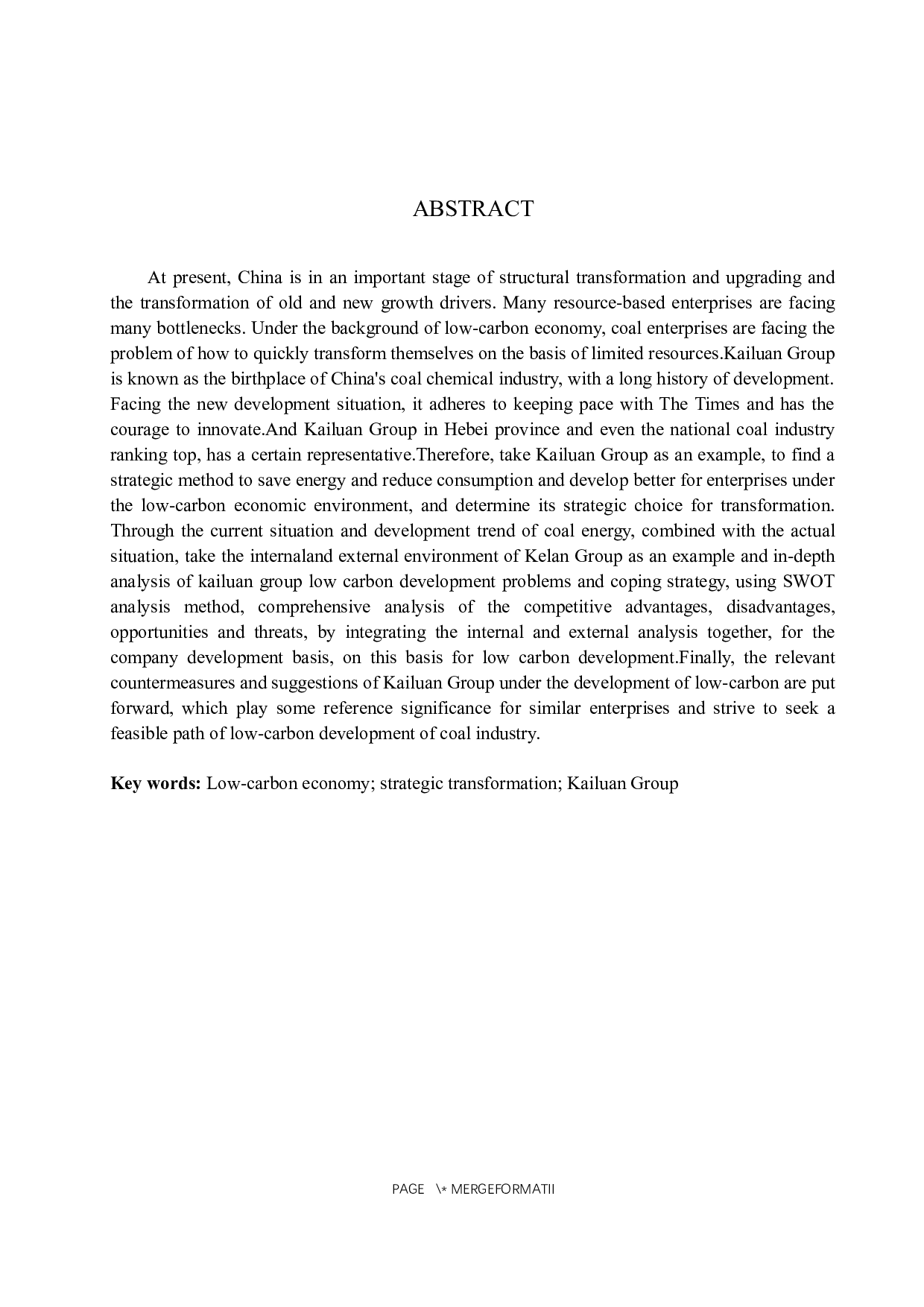 低碳经济下开滦集团发展战略研究-11521字.docx 第2页