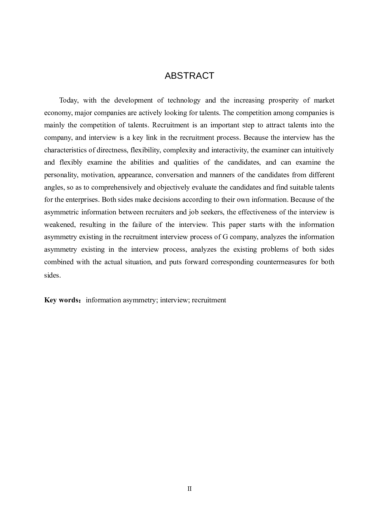 信息不对称视角下G公司面试中的问题与对策-10611字.docx 第2页
