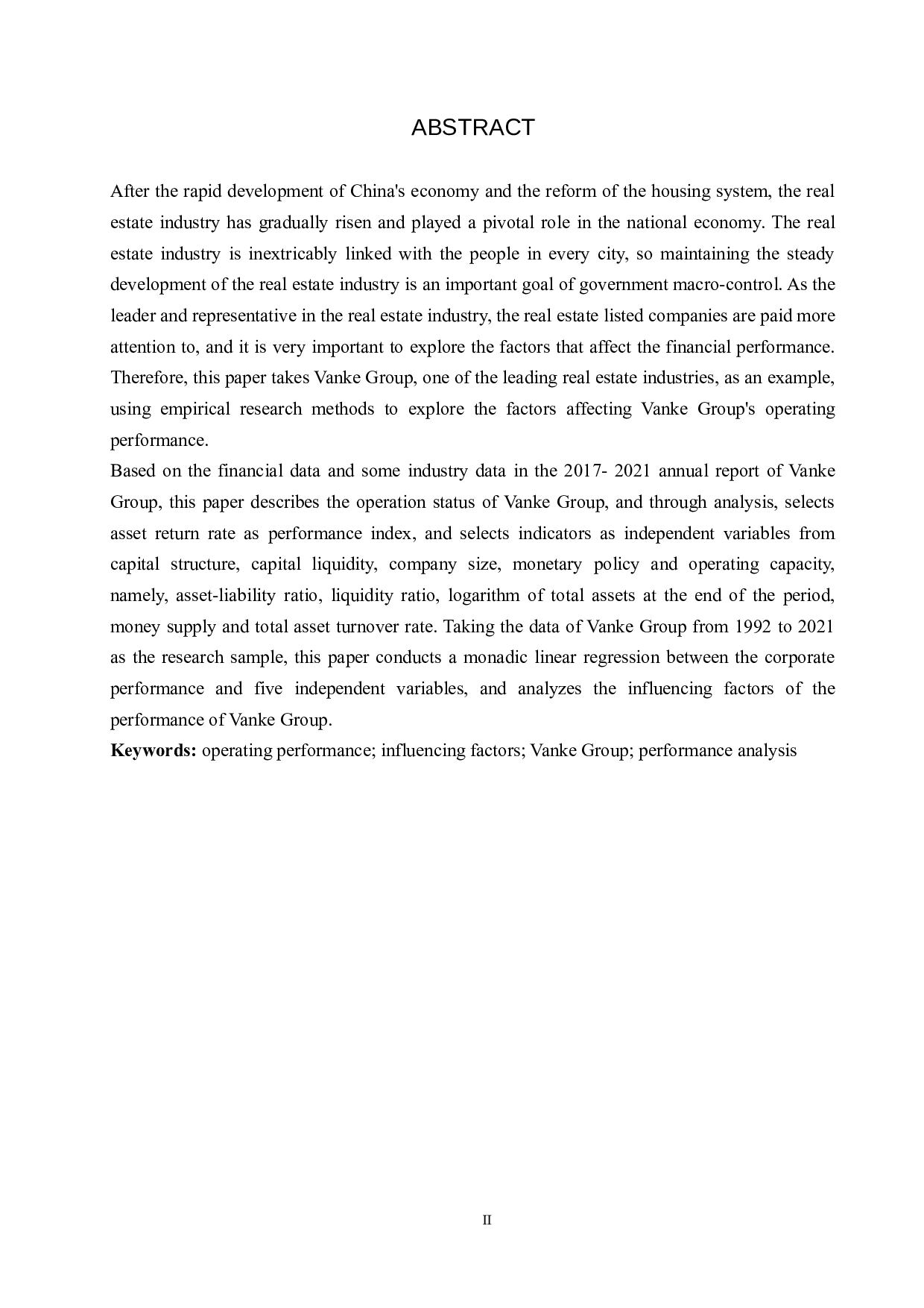 万科集团经营绩效影响因素分析-12150字.docx 第2页