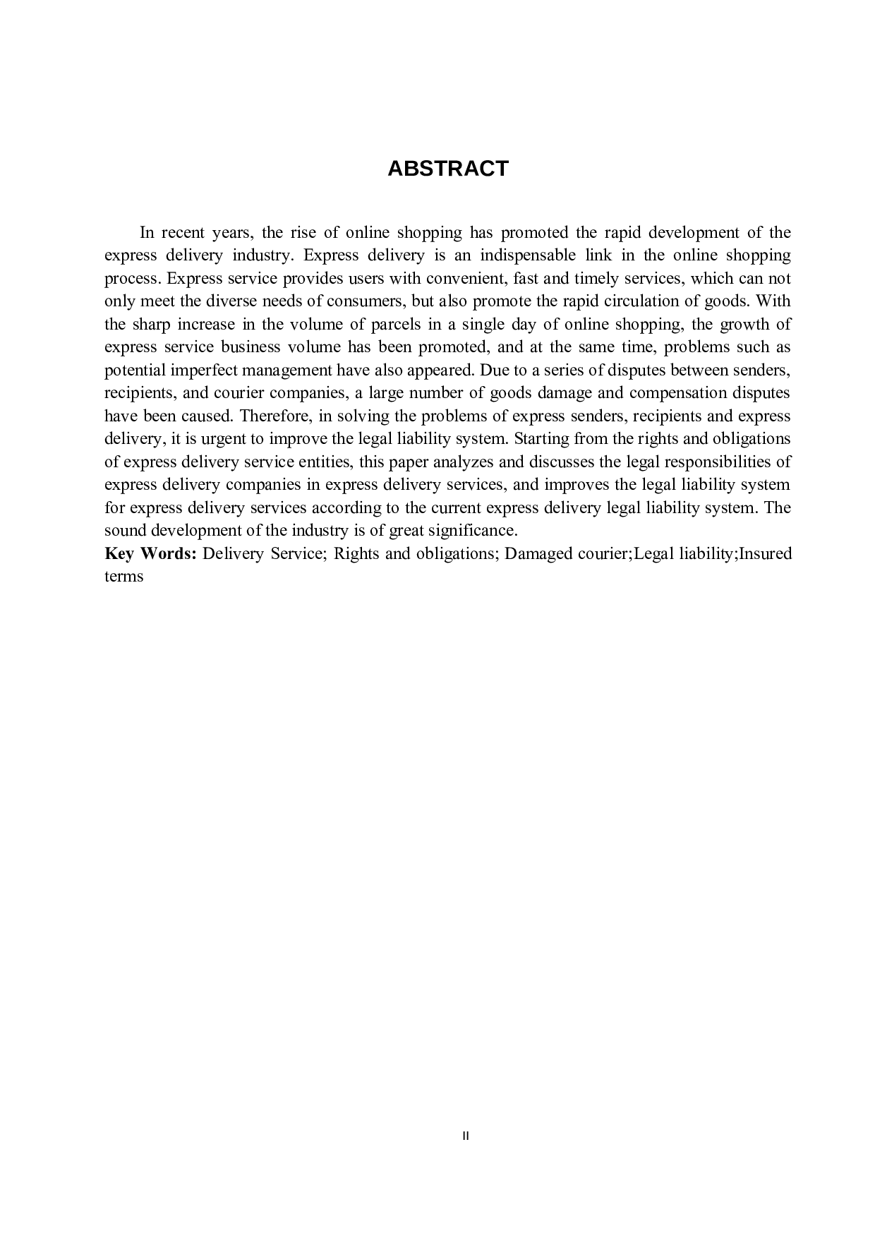 快递服务中快递丢失毁损的法律责任问题研究-11716字.doc 第2页