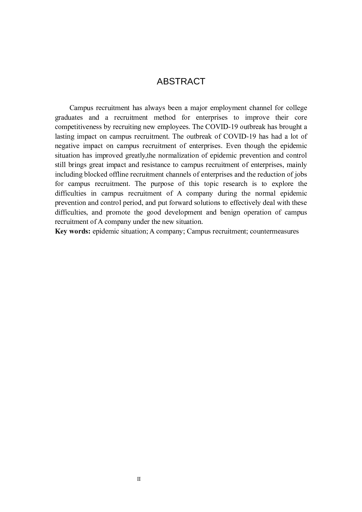 疫情下A公司校园招聘问题及对策-12086字.docx 第2页