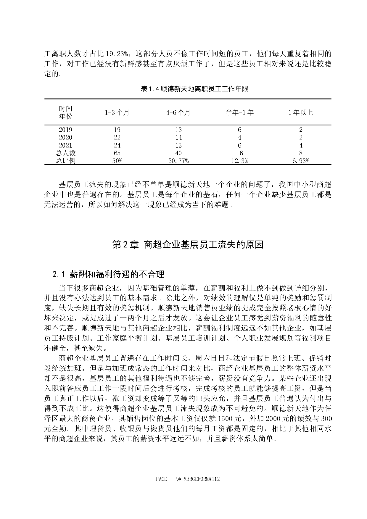 商超企业基层员工人才流失问题与对策&mdash;&mdash;以顺德新天地商贸有限公司为例-9191字.docx 第6页