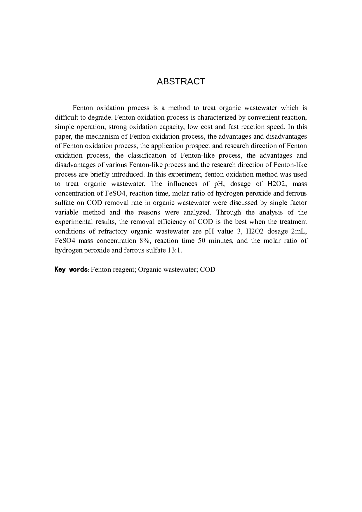 Fenton氧化法处理难降解有机废水的研究-7912字.docx 第2页