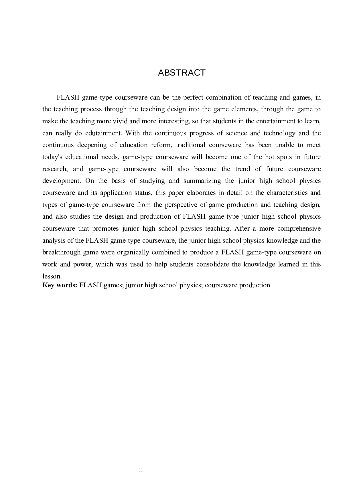 FLASH游戏型初中物理课件的设计与制作-11126字.docx 第2页