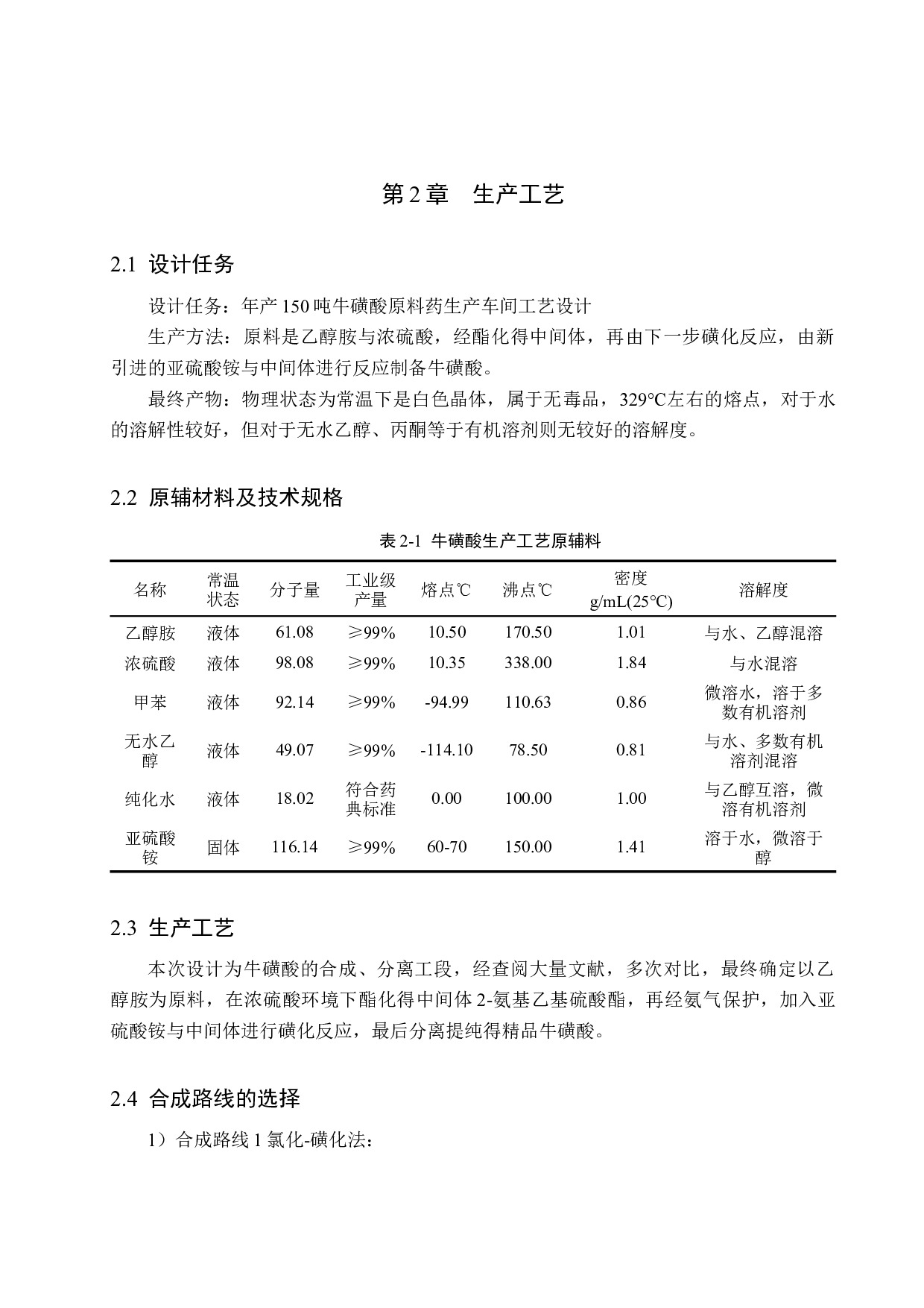 年产150吨牛磺酸原料药生产车间设计-17068字.docx 第8页