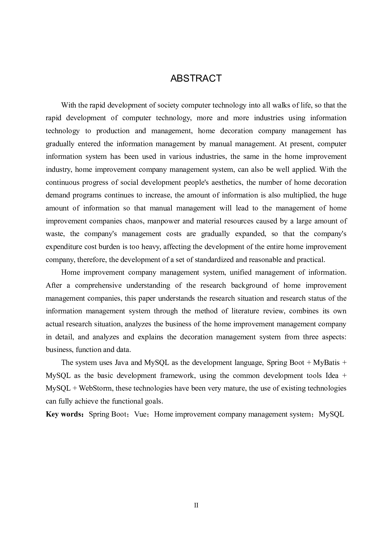 基于 Spring Boot 的家装公司管理系统的设计与实现-18802字.pdf 第2页