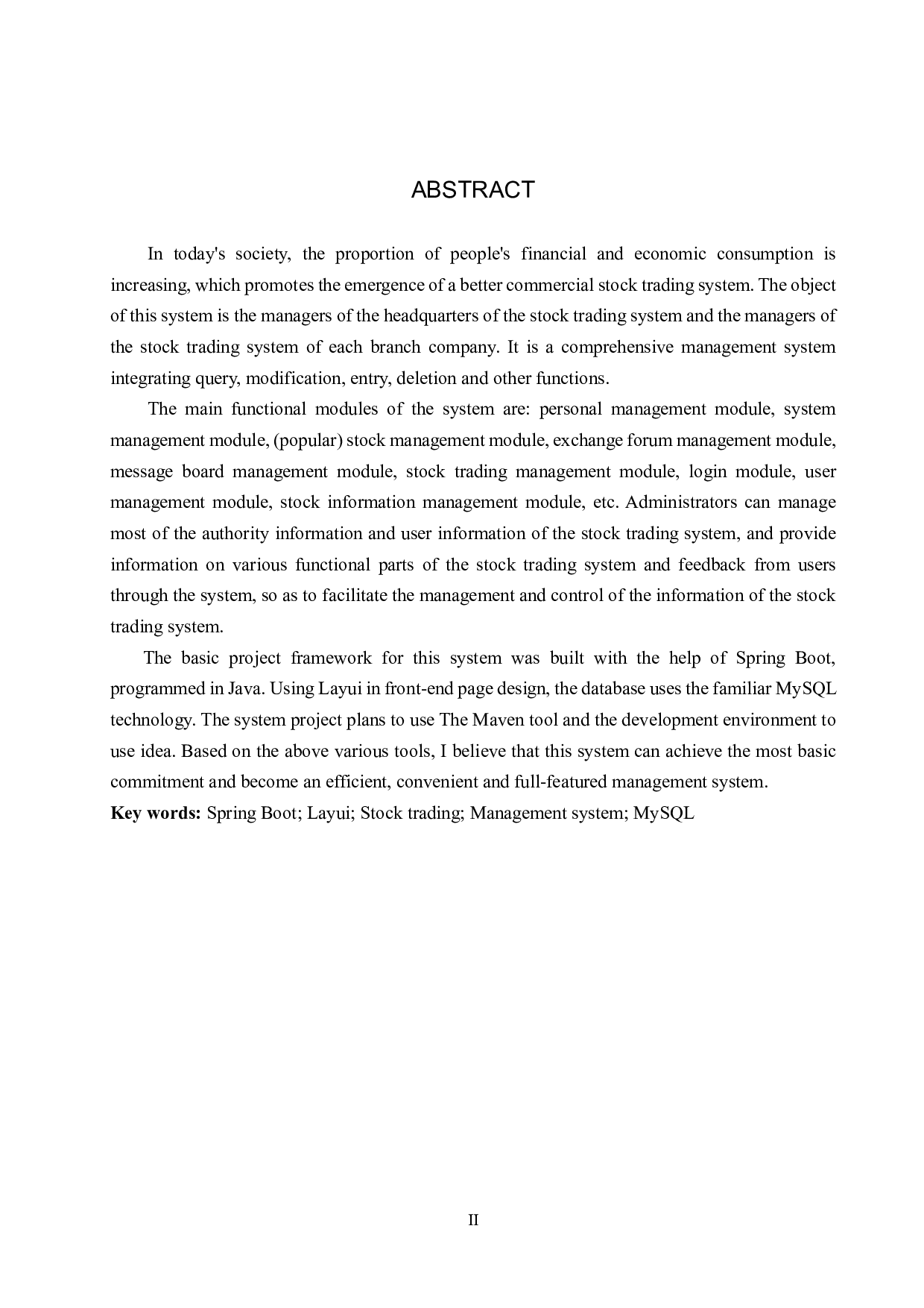 基于 Spring Boot 的模拟股票交易管理系统的设计与实现-31043字.pdf 第2页