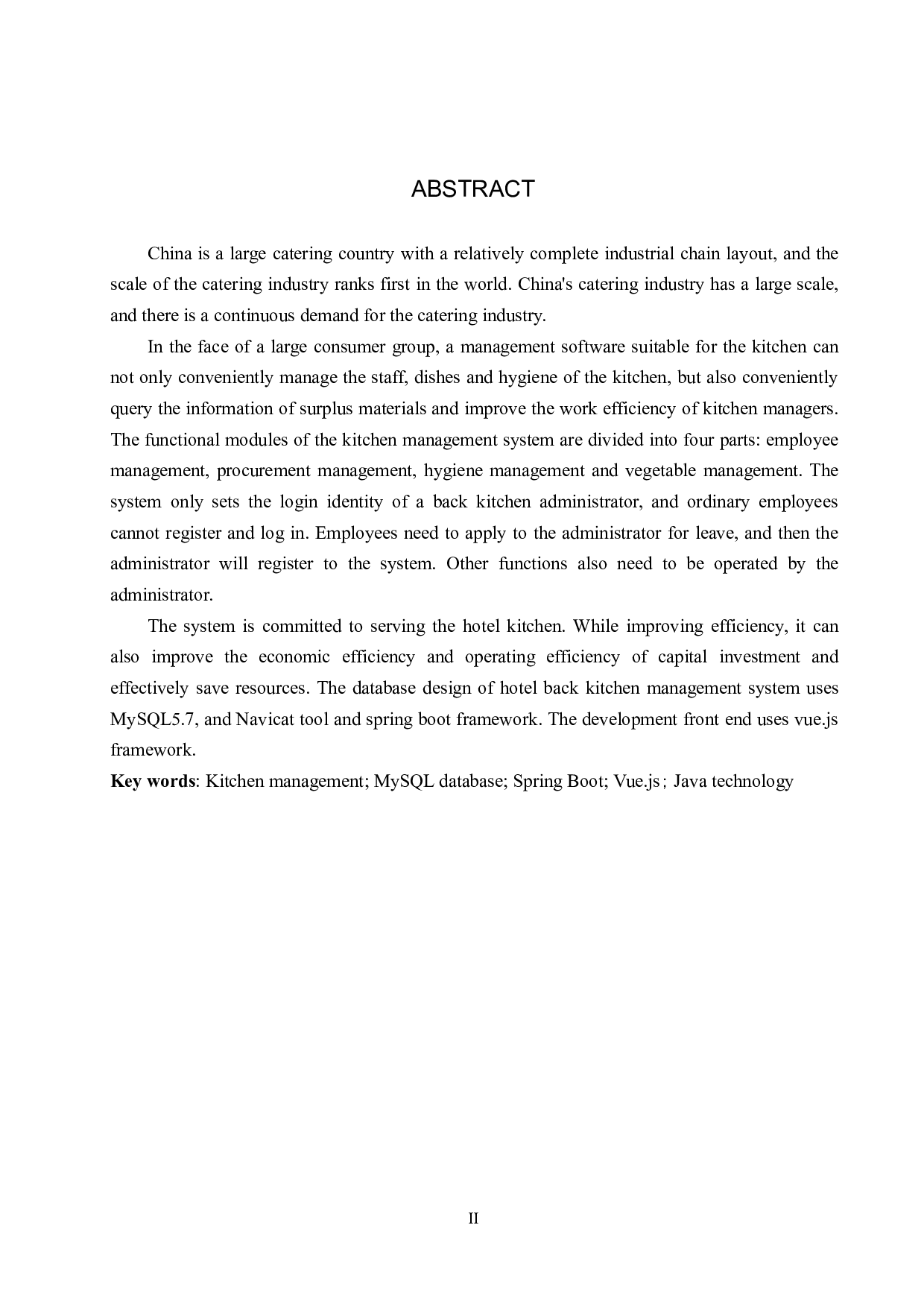 基于 Spring Boot 的酒店后厨管理系统的设计与实现-22263字.pdf 第2页