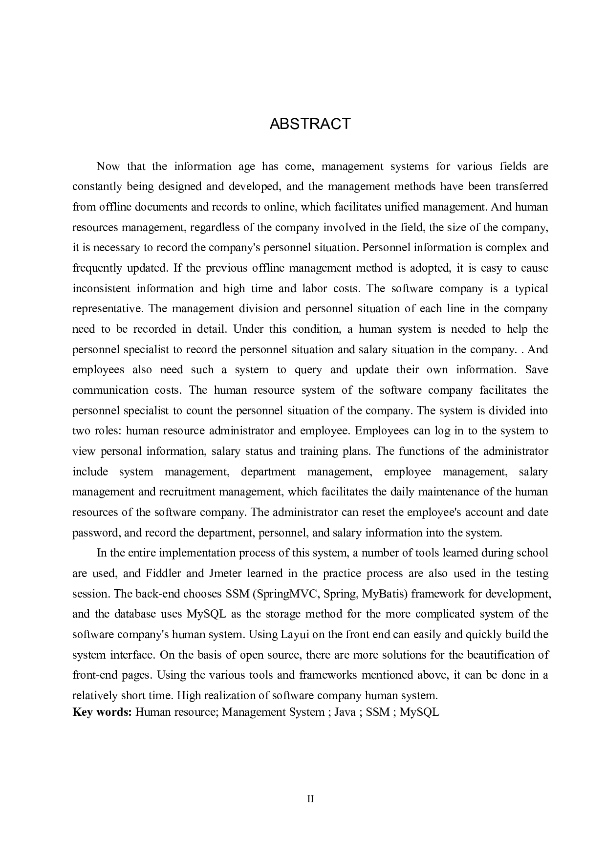 基于 SSM 的软件公司人力系统的设计与实现-19762字.pdf 第2页