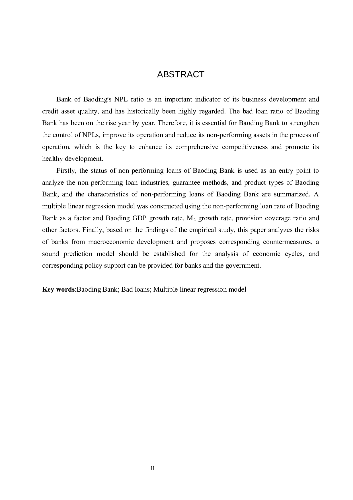 保定银行不良贷款影响因素研究-14810字.docx 第2页