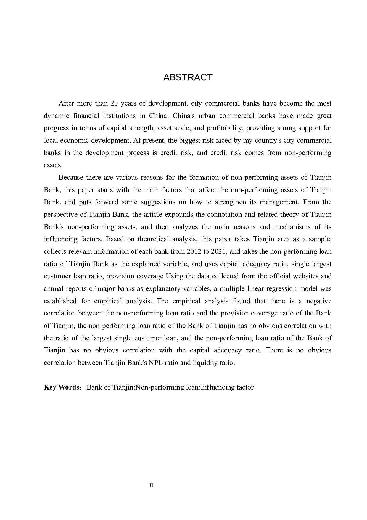 天津银行不良贷款的影响因素问题研究-18320字.docx 第2页