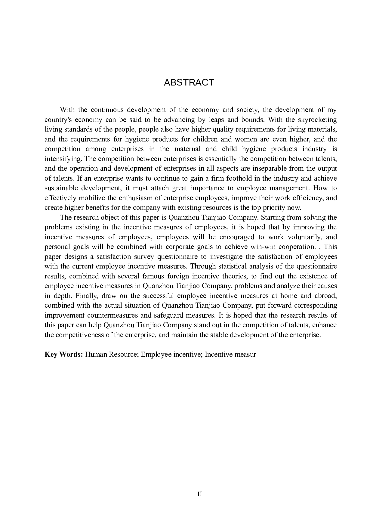 泉州天娇公司员工激励措施研究-22633字.docx 第2页