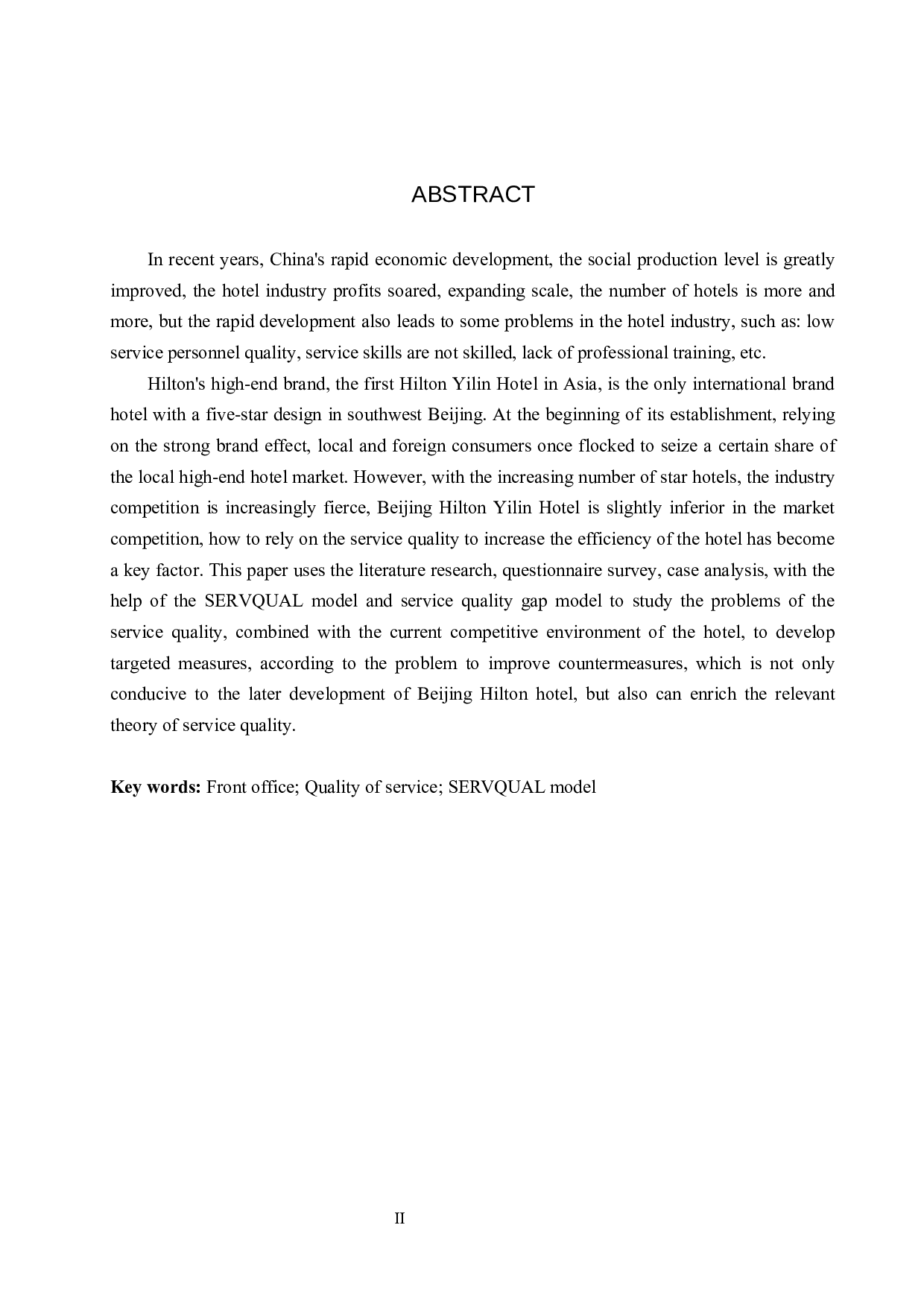 北京希尔顿逸林酒店前厅部服务质量提升研究-15917字.docx 第2页