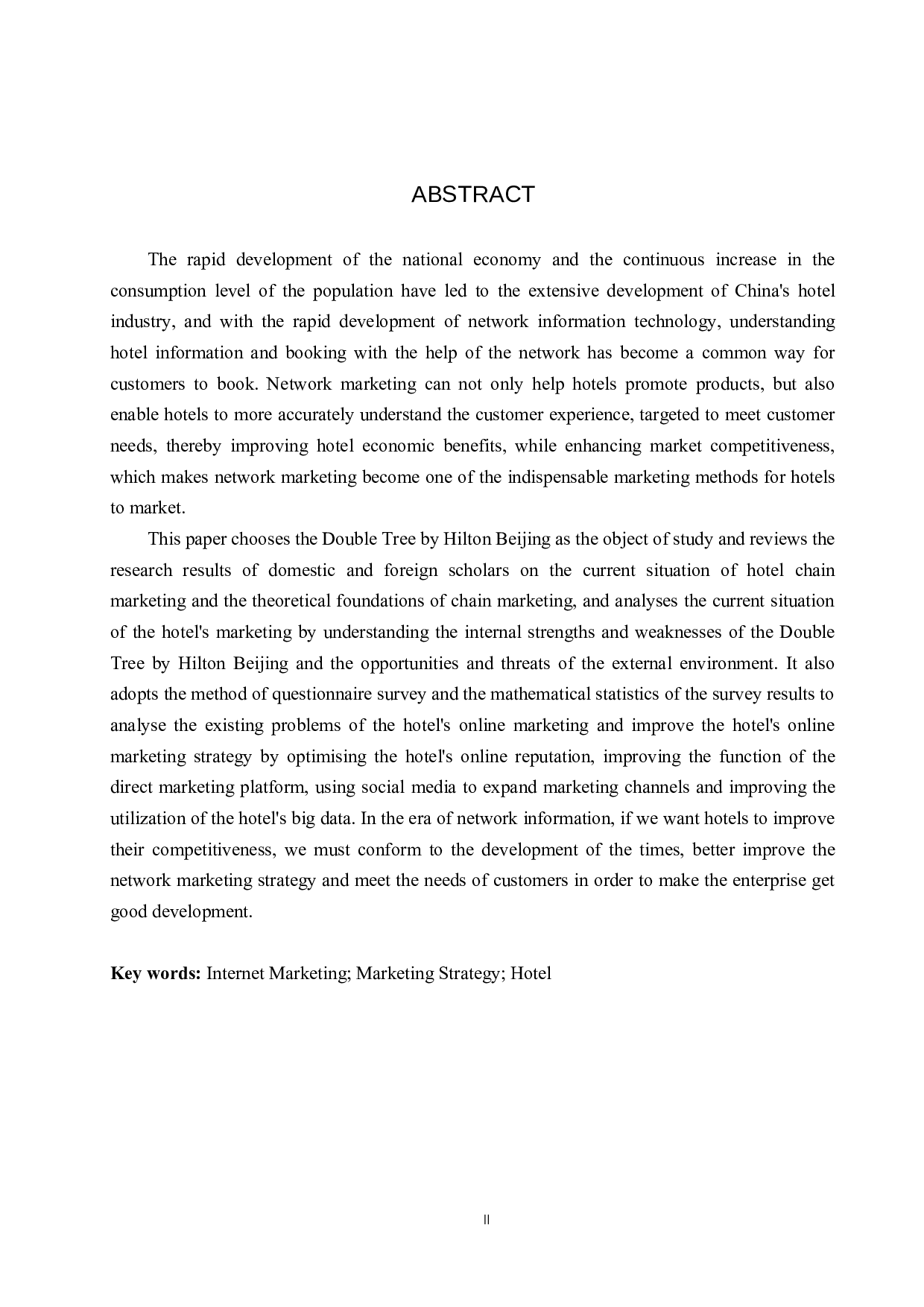 北京希尔顿逸林酒店网络营销策略研究-20180字.docx 第2页