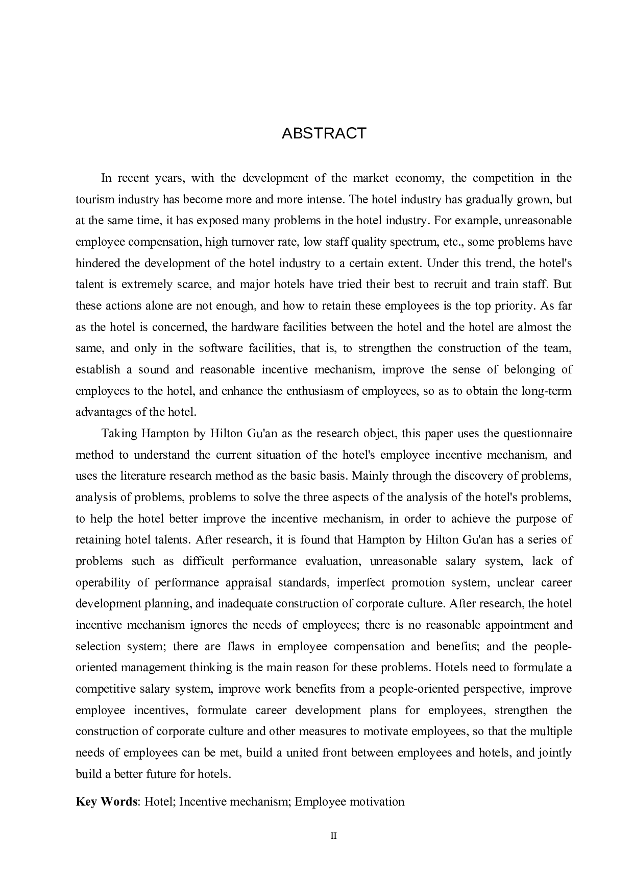 固安新机场希尔顿欢朋酒店员工激励机制研究-19790字.docx 第2页
