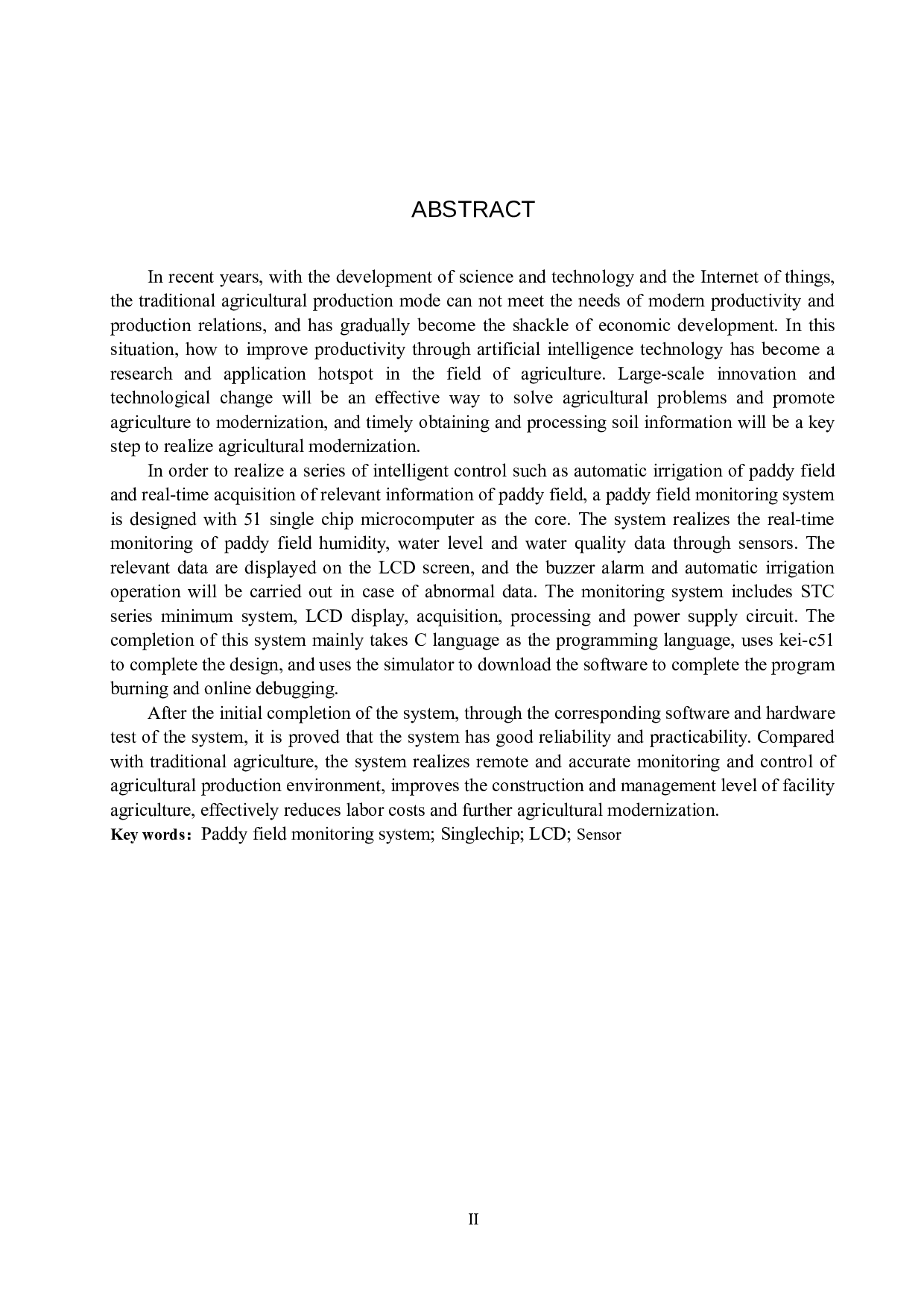 基于51单片机的水田监测系统的设计与实现-15803字.docx 第2页