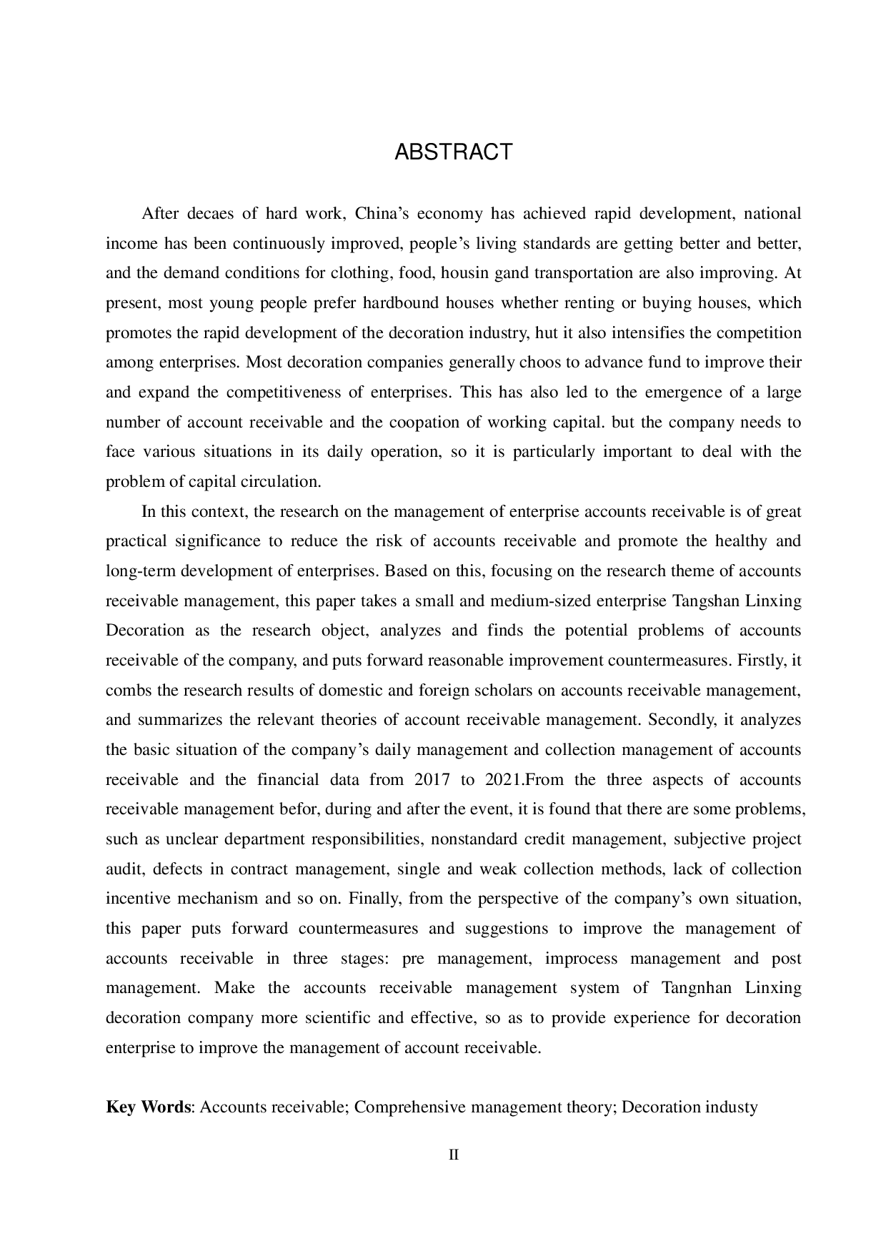 唐山林兴装饰公司应收账款管理问题及对策研究-20502字.pdf 第2页