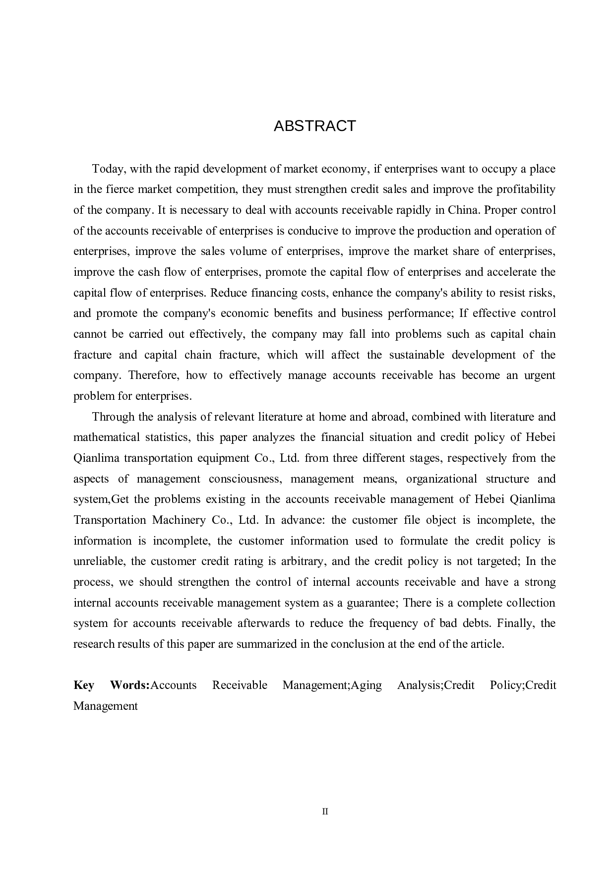 河北千里马输送机械有限公司应收账款管理问题研究-18700字.docx 第2页