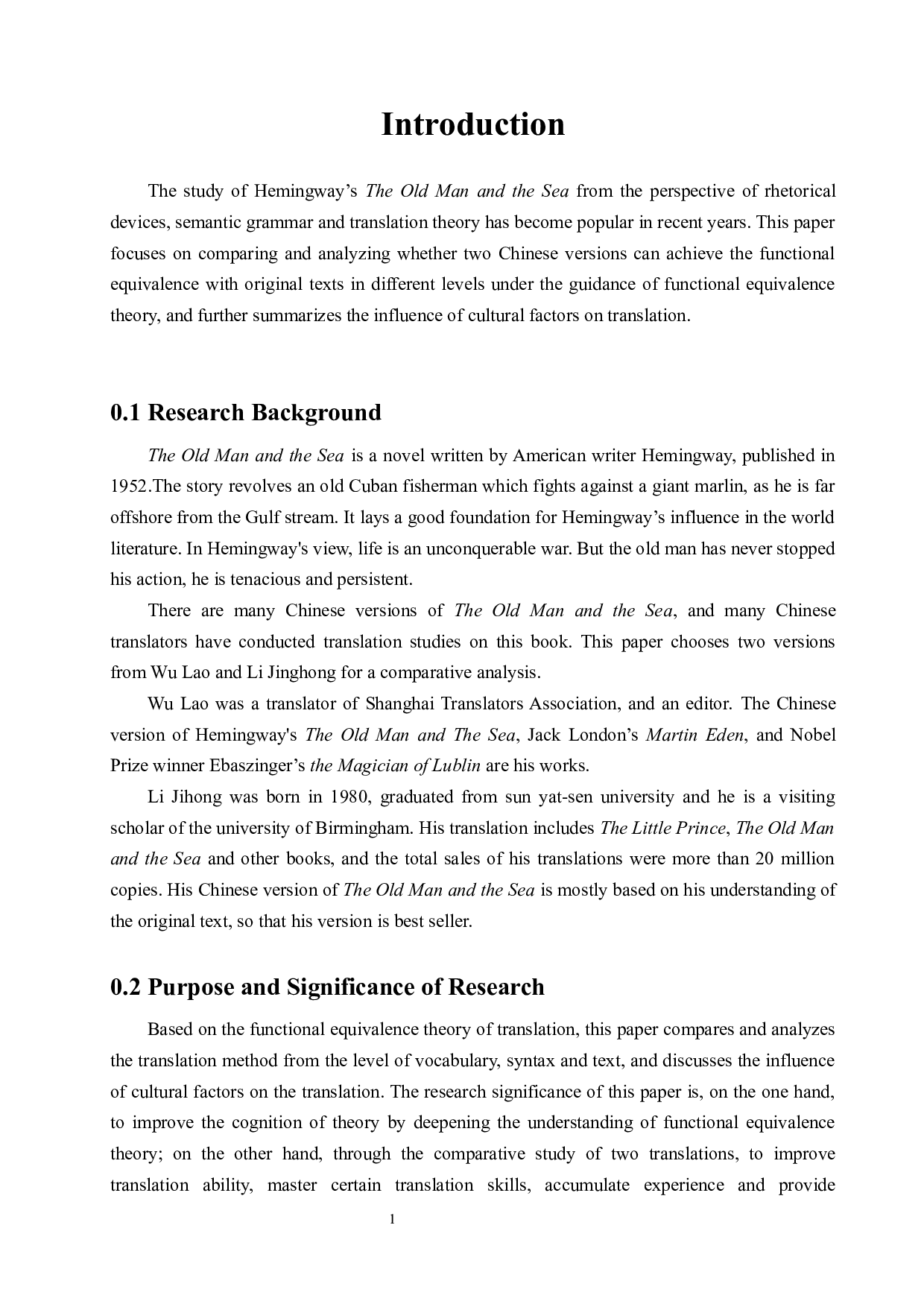 功能对等理论视角下两译本对比分析&mdash;&mdash;以《老人与海》为例-8120字.docx 第6页