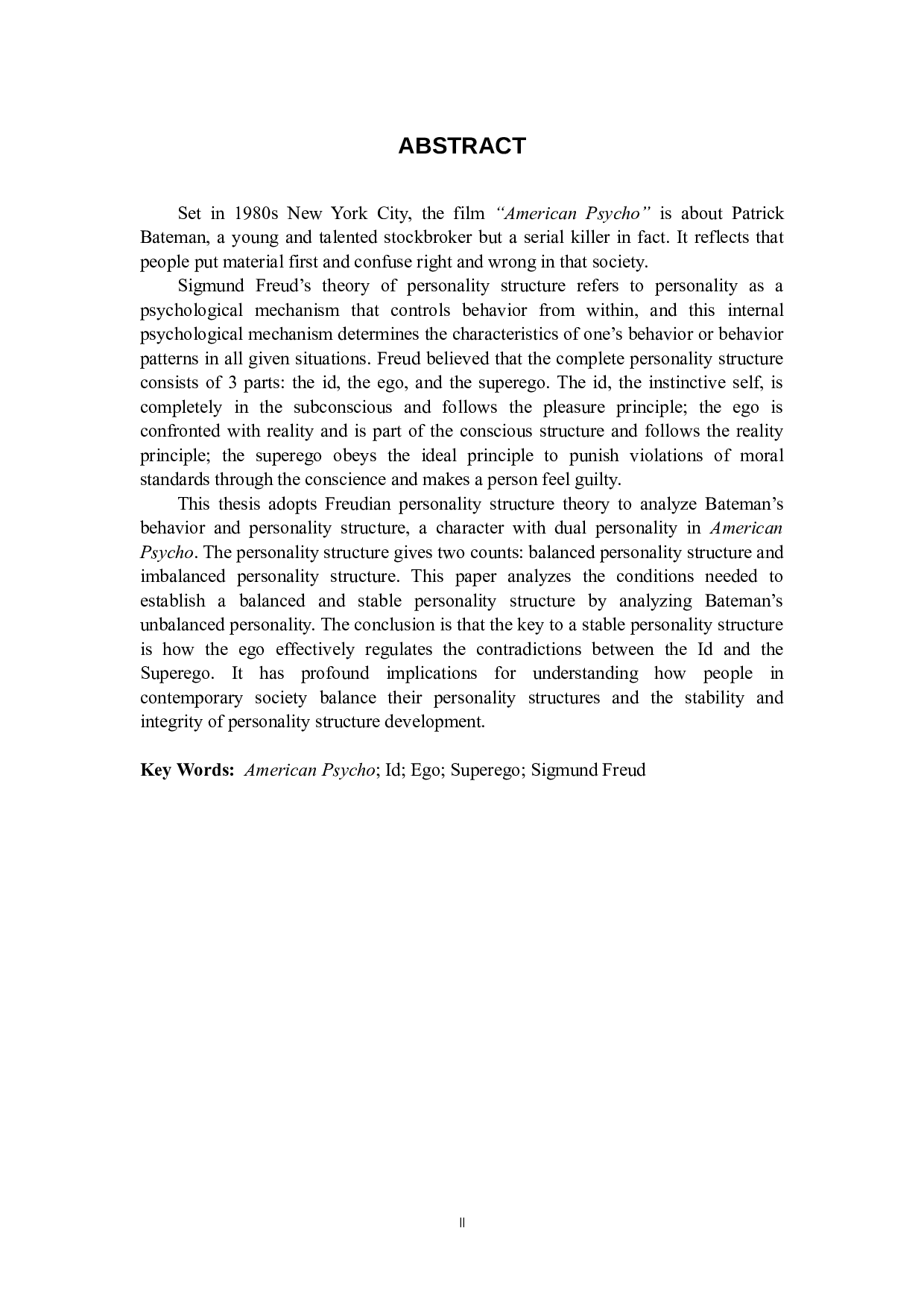 以弗洛伊德人格结构理论分析《美国精神病人》中的帕特里克&middot;贝特曼-11396字.docx 第3页