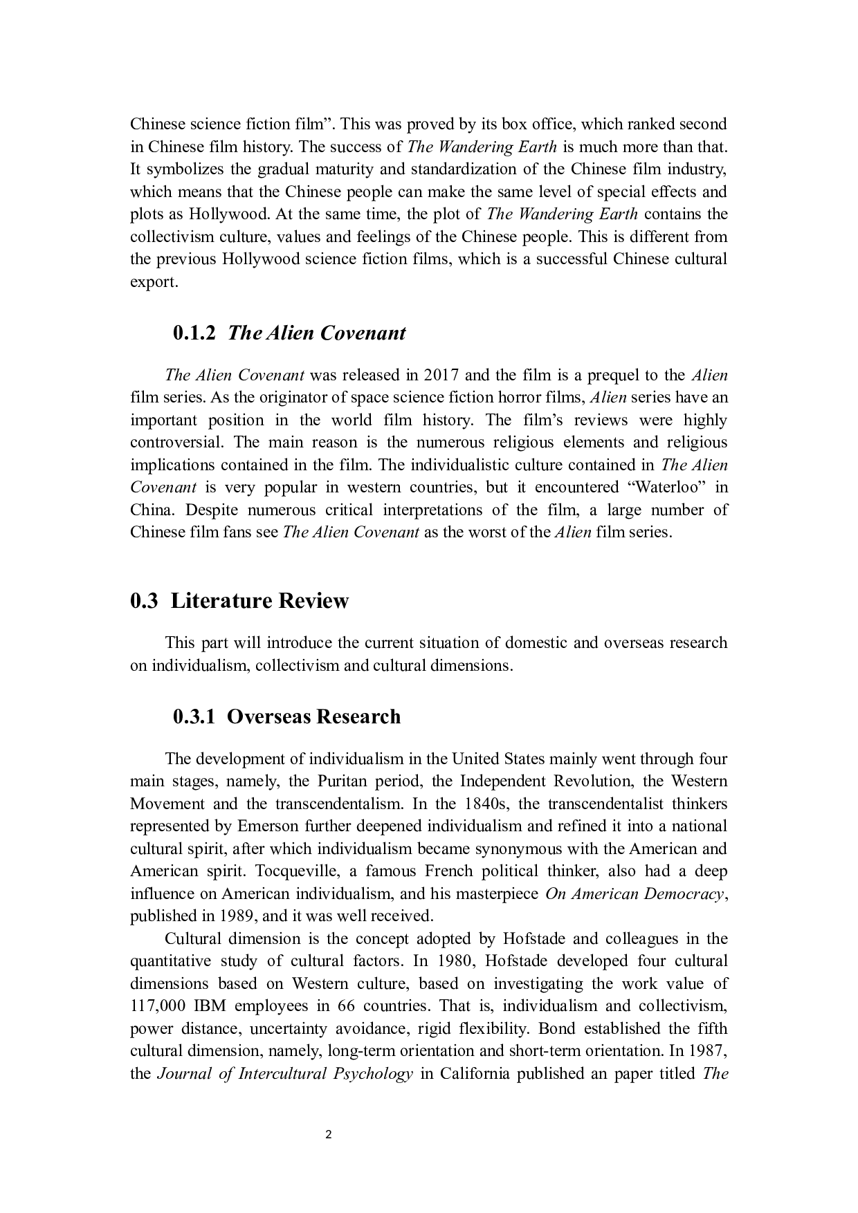 从个人主义和集体主义视角浅析中美文化差异&mdash;&mdash;以科幻电影《流浪地球》和《异形&bull;契约》为例-7960字.docx 第9页