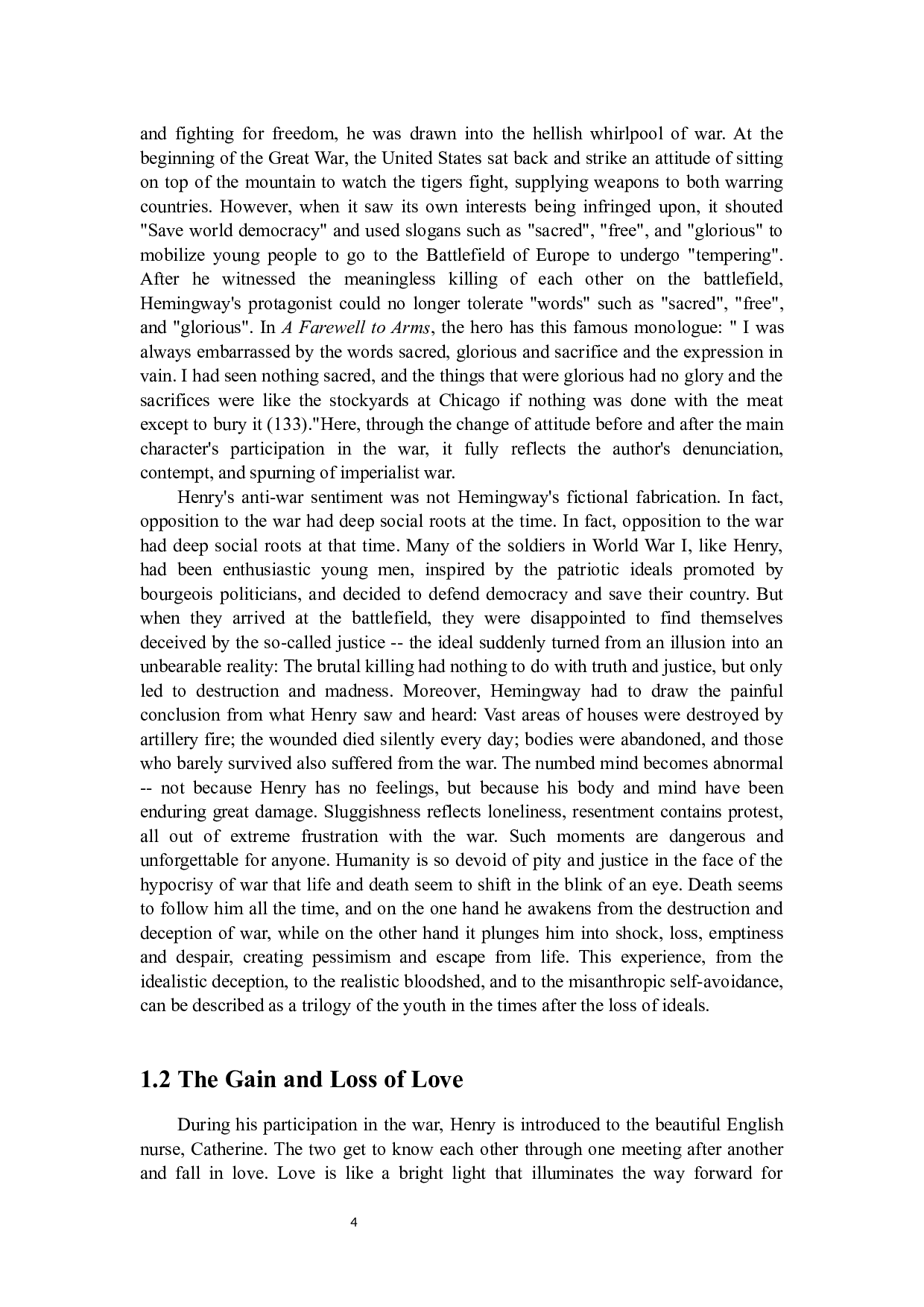 寻光--浅谈《永别了，武器》中的战争与和平-5695字.docx 第10页