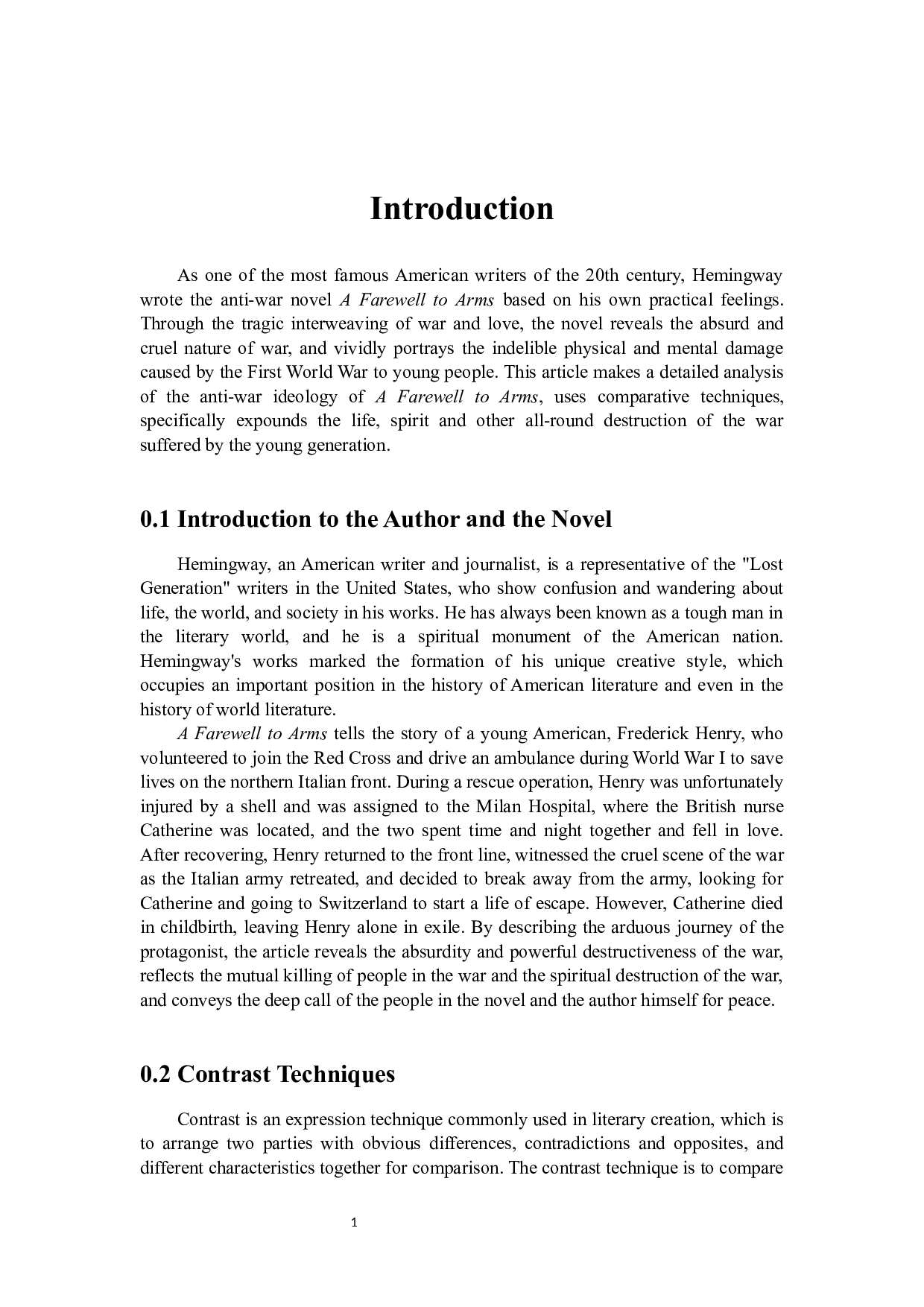 寻光--浅谈《永别了，武器》中的战争与和平-5695字.docx 第7页