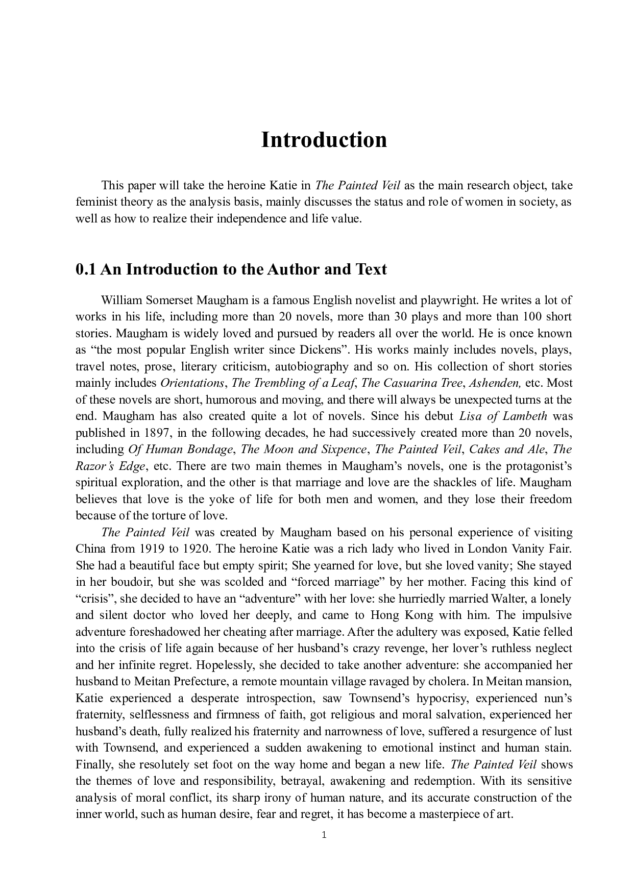 女性主义视域下解读毛姆《面纱》中的凯蒂-10656字.docx 第6页