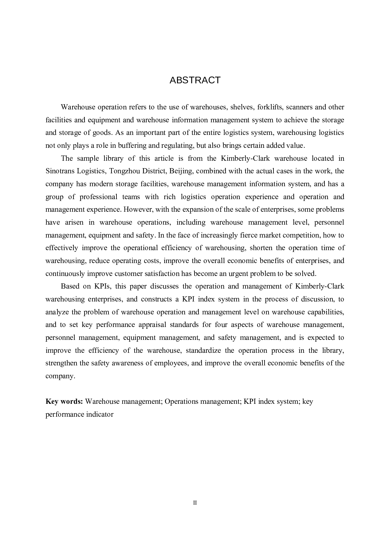 基于KPI指标体系的金佰利仓库运营管理水平研究-16641字.docx 第2页