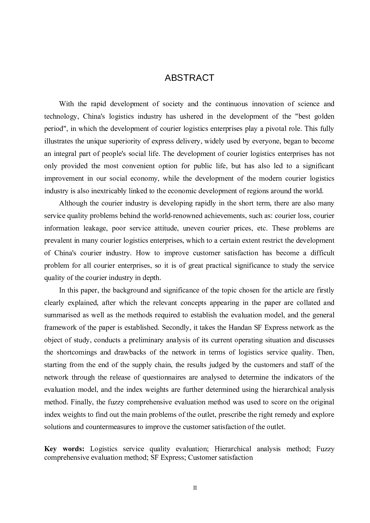 邯郸市顺丰速运网点服务质量评价研究-22507字.docx 第2页