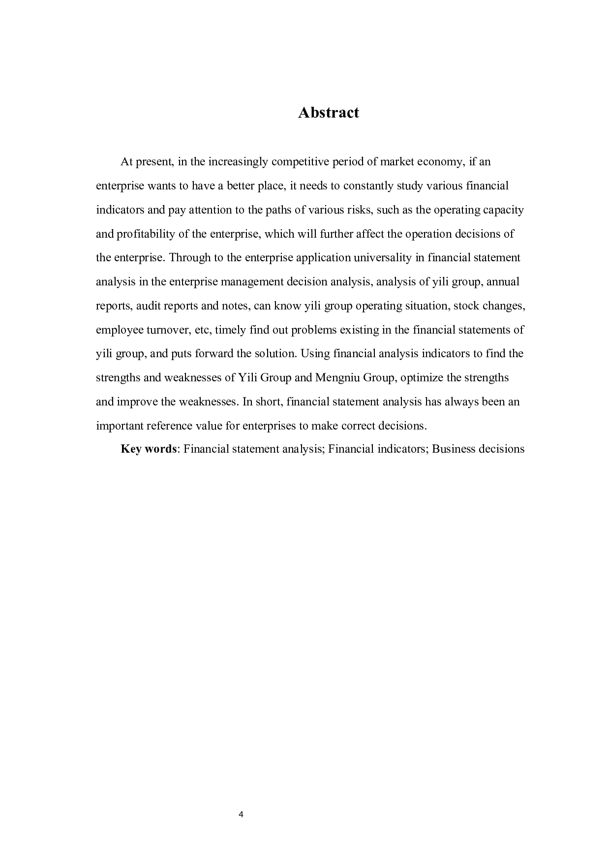 财务报表分析在企业经营决策中的应用研究&mdash;以伊利集团为例-7041字.docx 第4页