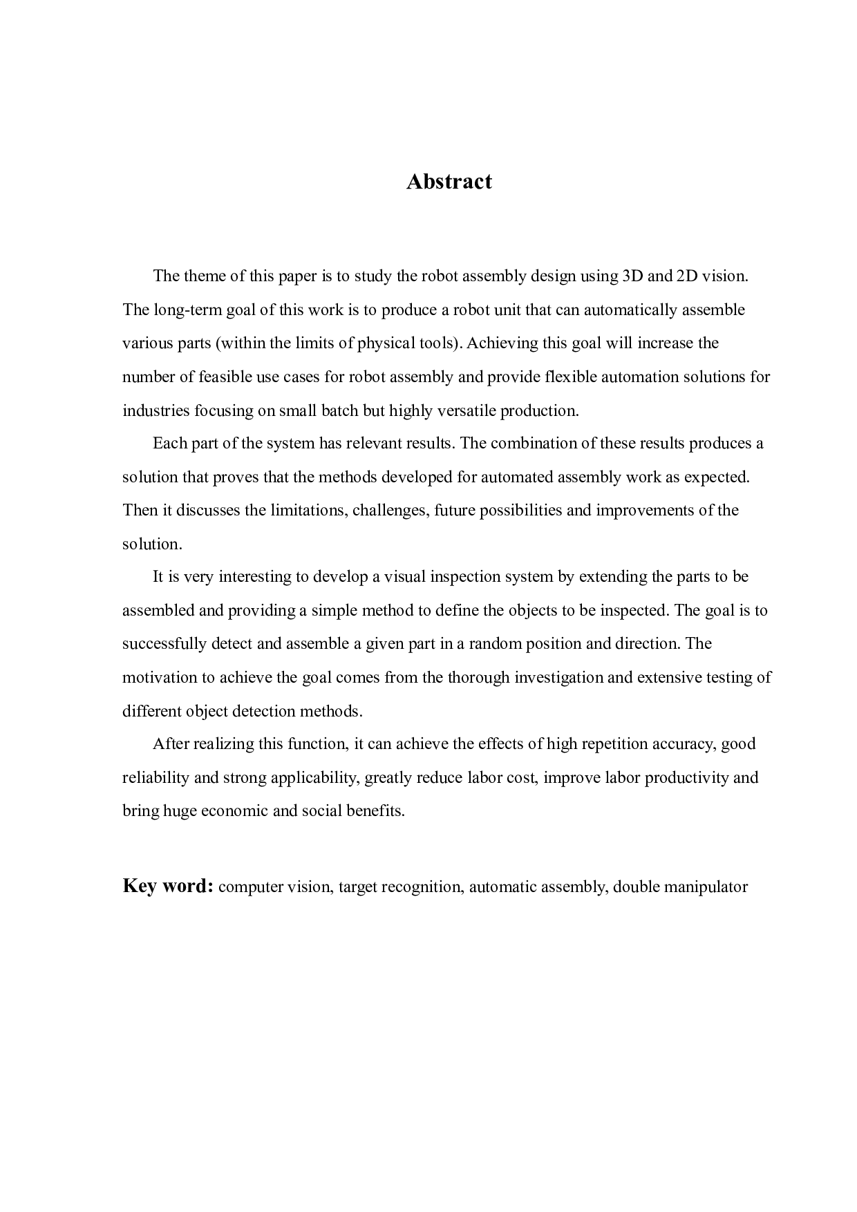 基于机器视觉的双机器人自动化装配系统设计-24676字.docx 第1页