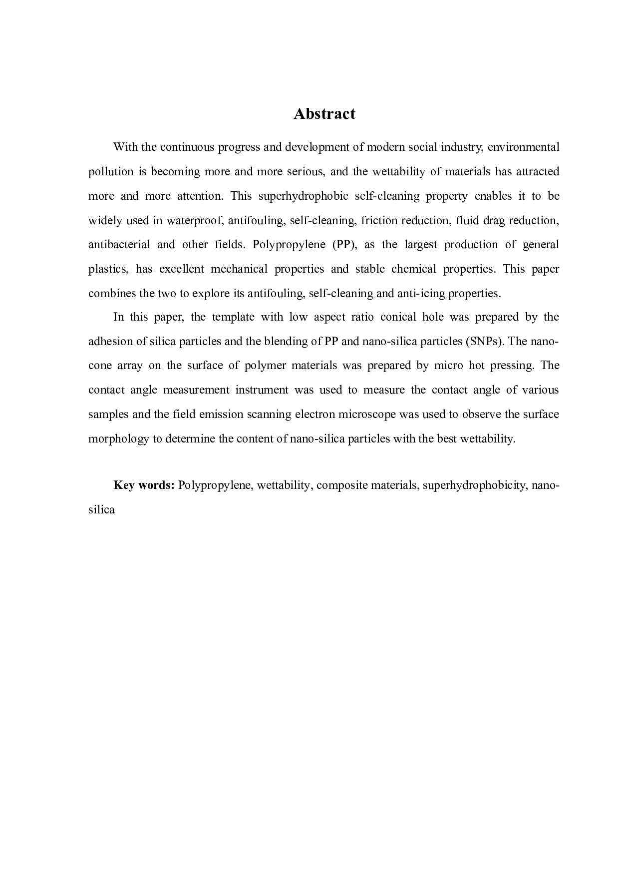 聚丙烯SiO2纳米复合材料表面微结构的制备及润湿性能-16193字.docx 第1页