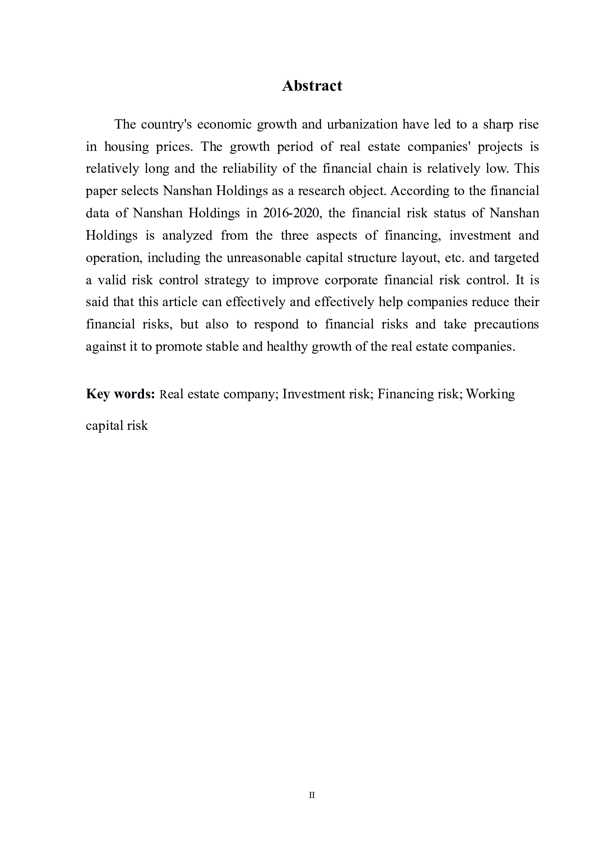 南山控股股份有限公司财务风险管理问题研究-10457字.pdf 第3页